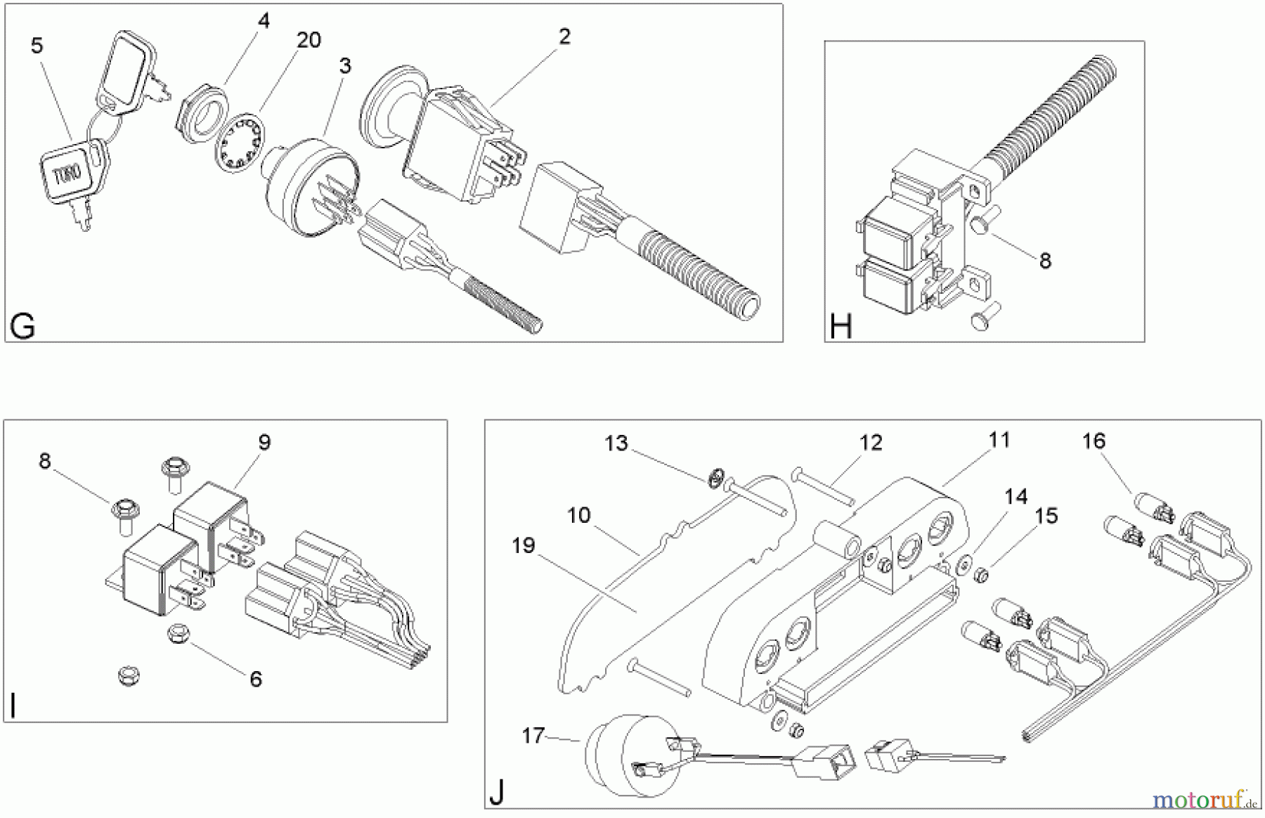 Toro Neu Mowers, Lawn & Garden Tractor Seite 1 74573 (DH 200) - Toro DH 200 Lawn Tractor, 2009 (290000481-290999999) ELECTRICAL SWITCH NO. 2 ASSEMBLY