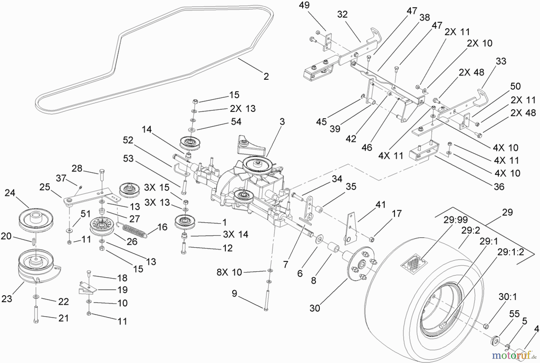 Toro Neu Mowers, Lawn & Garden Tractor Seite 1 74573 (DH 200) - Toro DH 200 Lawn Tractor, 2009 (290000481-290999999) TRANSMISSION DRIVE ASSEMBLY
