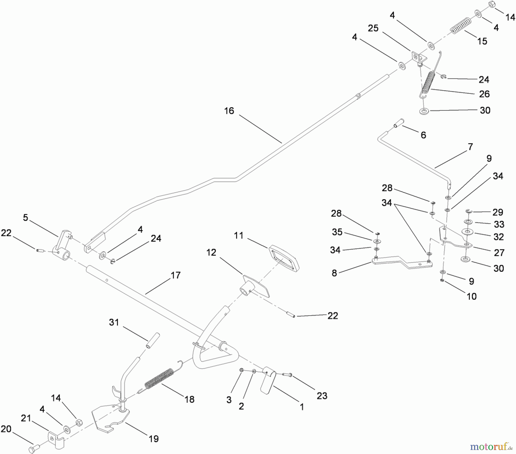  Toro Neu Mowers, Lawn & Garden Tractor Seite 1 74573 (DH 200) - Toro DH 200 Lawn Tractor, 2010 (310000001-310999999) OPERATION - BRAKE AND BYPASS ASSEMBLY