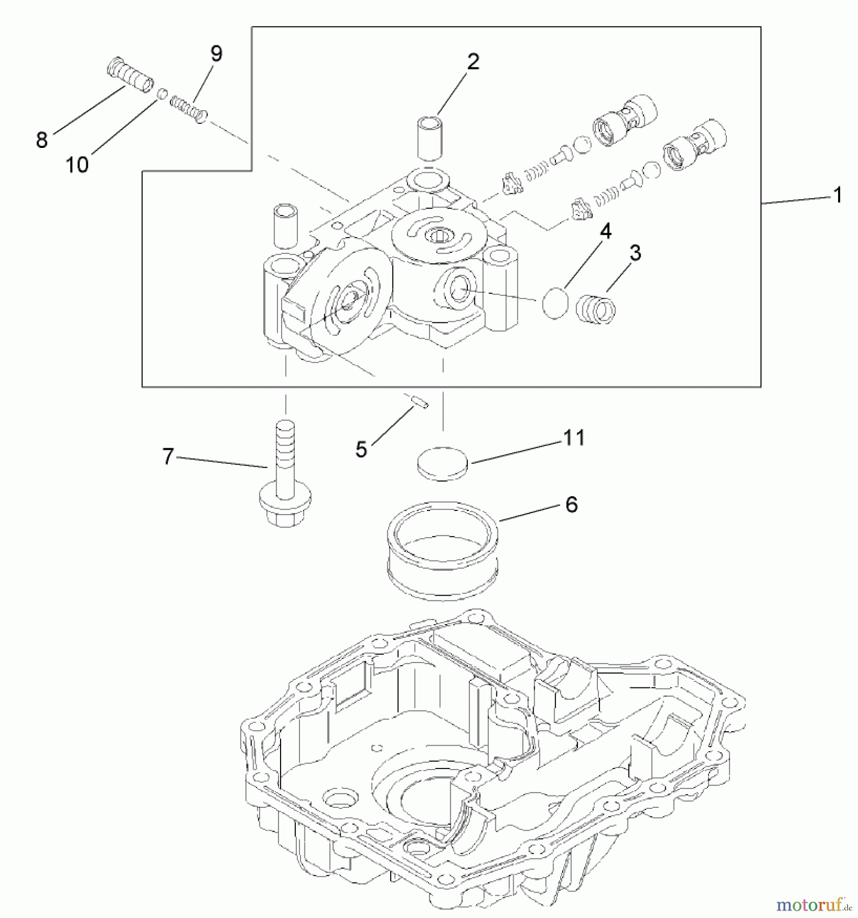  Toro Neu Mowers, Lawn & Garden Tractor Seite 1 74582 (DH 210) - Toro DH 210 Lawn Tractor, 2008 (280000001-280999999) CENTER CASE ASSEMBLY TRANSMISSION ASSEMBLY NO. 114-3155