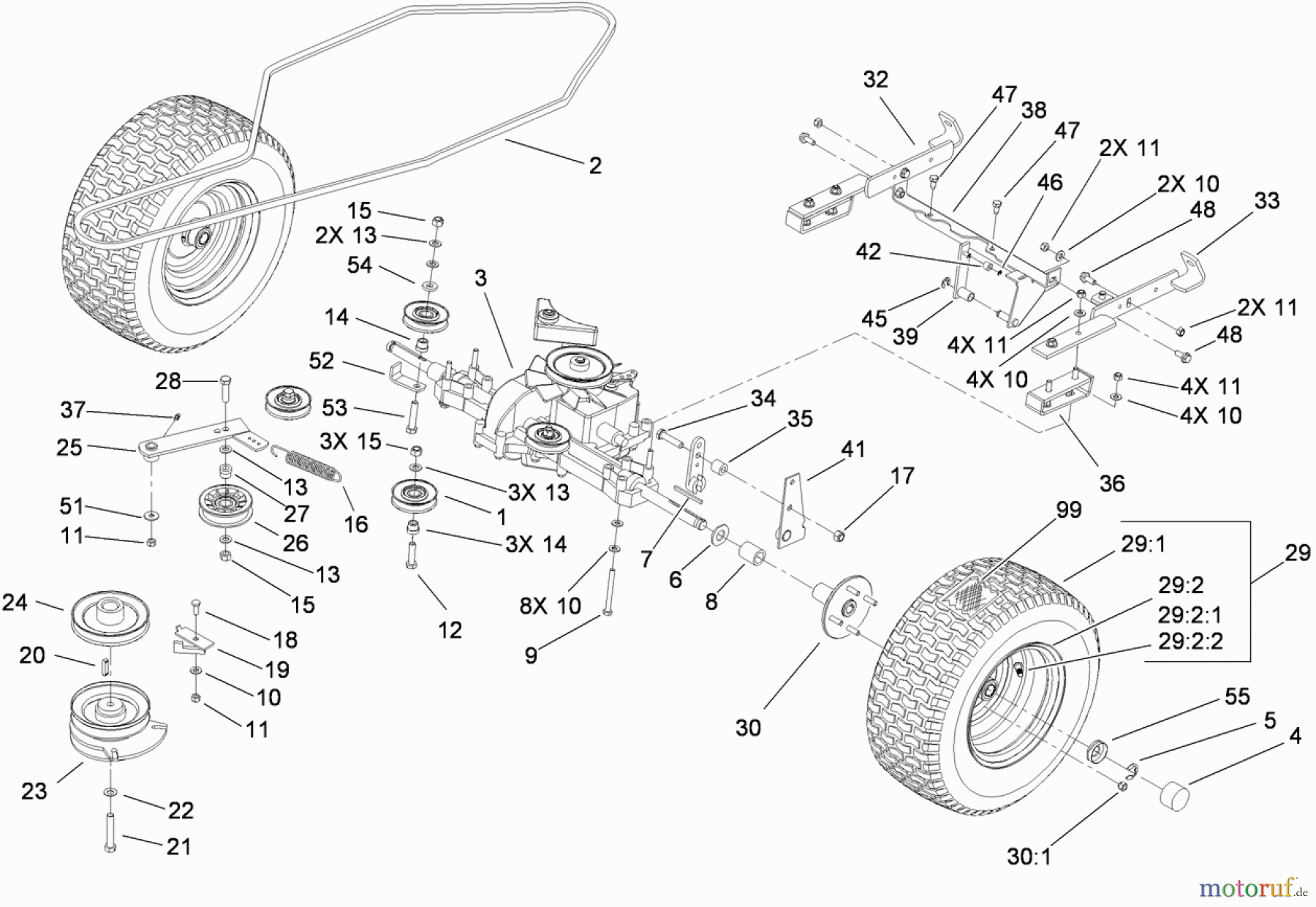 Toro Neu Mowers, Lawn & Garden Tractor Seite 1 74582 (DH 210) - Toro DH 210 Lawn Tractor, 2008 (280000001-280999999) TRANSMISSION DRIVE ASSEMBLY