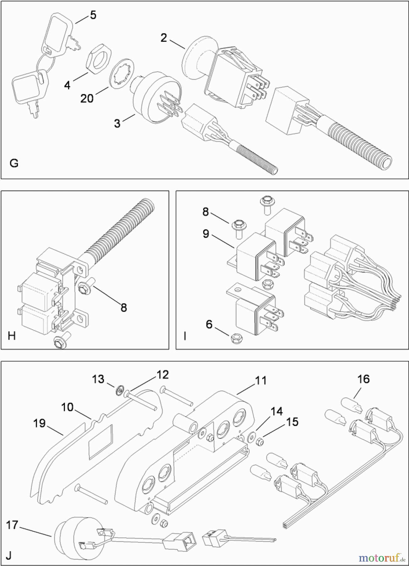  Toro Neu Mowers, Lawn & Garden Tractor Seite 1 74582 (DH 210) - Toro DH 210 Lawn Tractor, 2010 (310000001-310999999) ELECTRICAL SWITCH NO. 2 ASSEMBLY