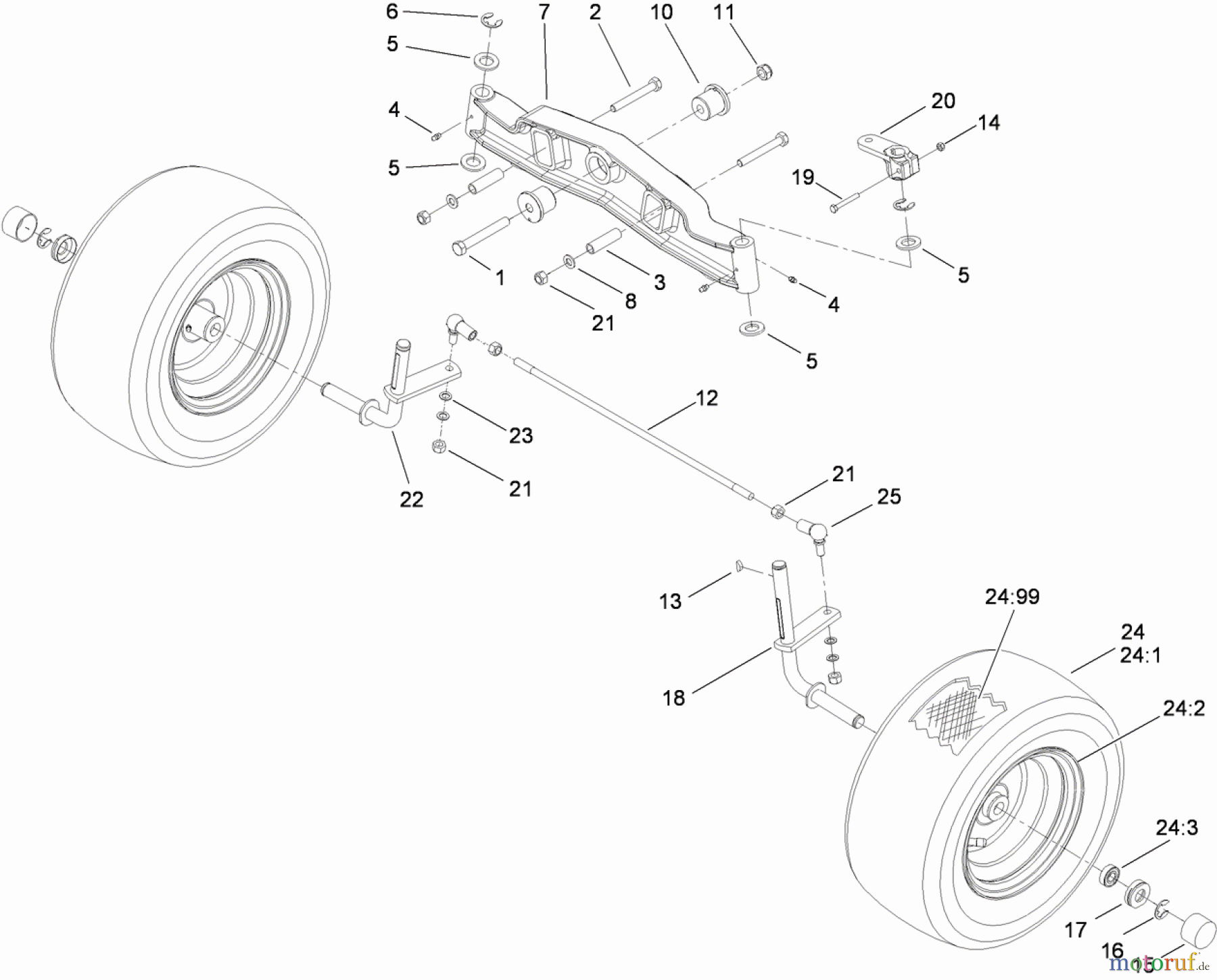 Toro Neu Mowers, Lawn & Garden Tractor Seite 1 74582 (DH 210) - Toro DH 210 Lawn Tractor, 2010 (310000001-310999999) FRONT AXLE ASSEMBLY