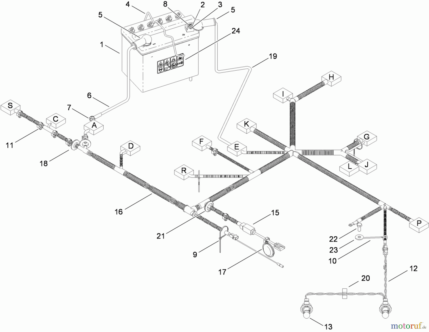  Toro Neu Mowers, Lawn & Garden Tractor Seite 1 74582 (DH 210) - Toro DH 210 Lawn Tractor, 2011 (311000001-311999999) BATTERY AND ELECTRICAL ASSEMBLY