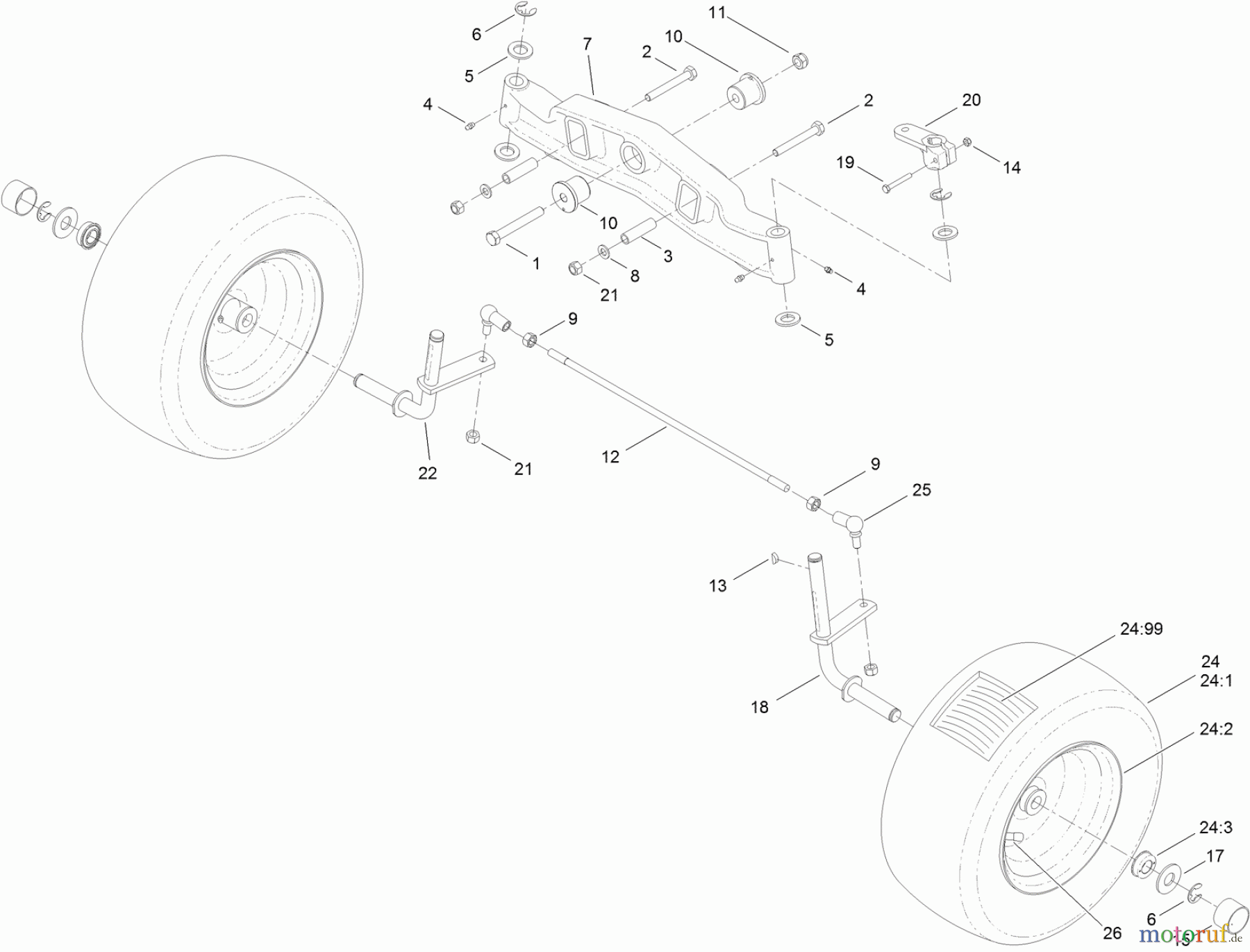 Toro Neu Mowers, Lawn & Garden Tractor Seite 1 74582 (DH 210) - Toro DH 210 Lawn Tractor, 2011 (311000001-311999999) FRONT AXLE ASSEMBLY