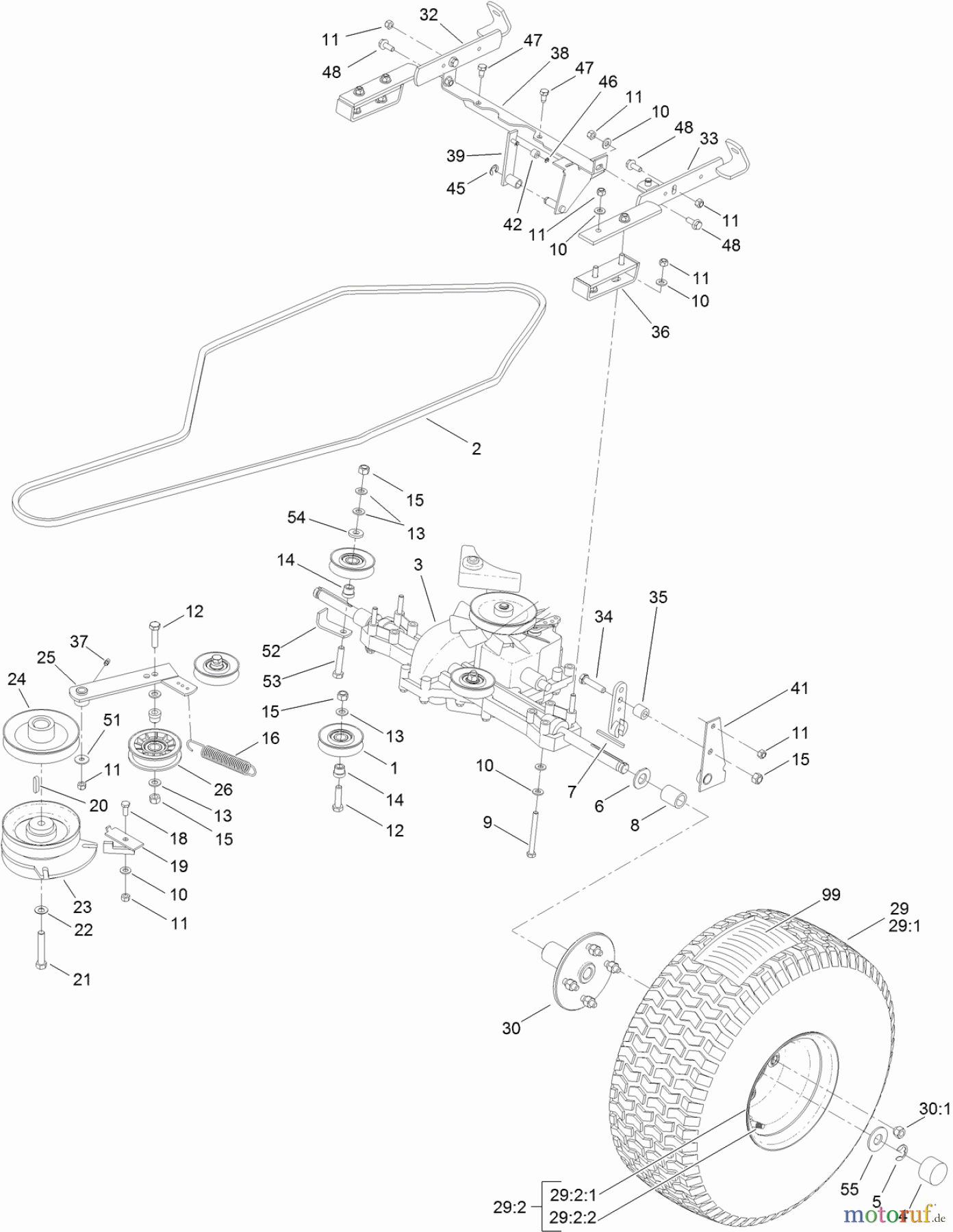 Toro Neu Mowers, Lawn & Garden Tractor Seite 1 74582 (DH 210) - Toro DH 210 Lawn Tractor, 2011 (311000001-311999999) TRANSAXLE DRIVE ASSEMBLY