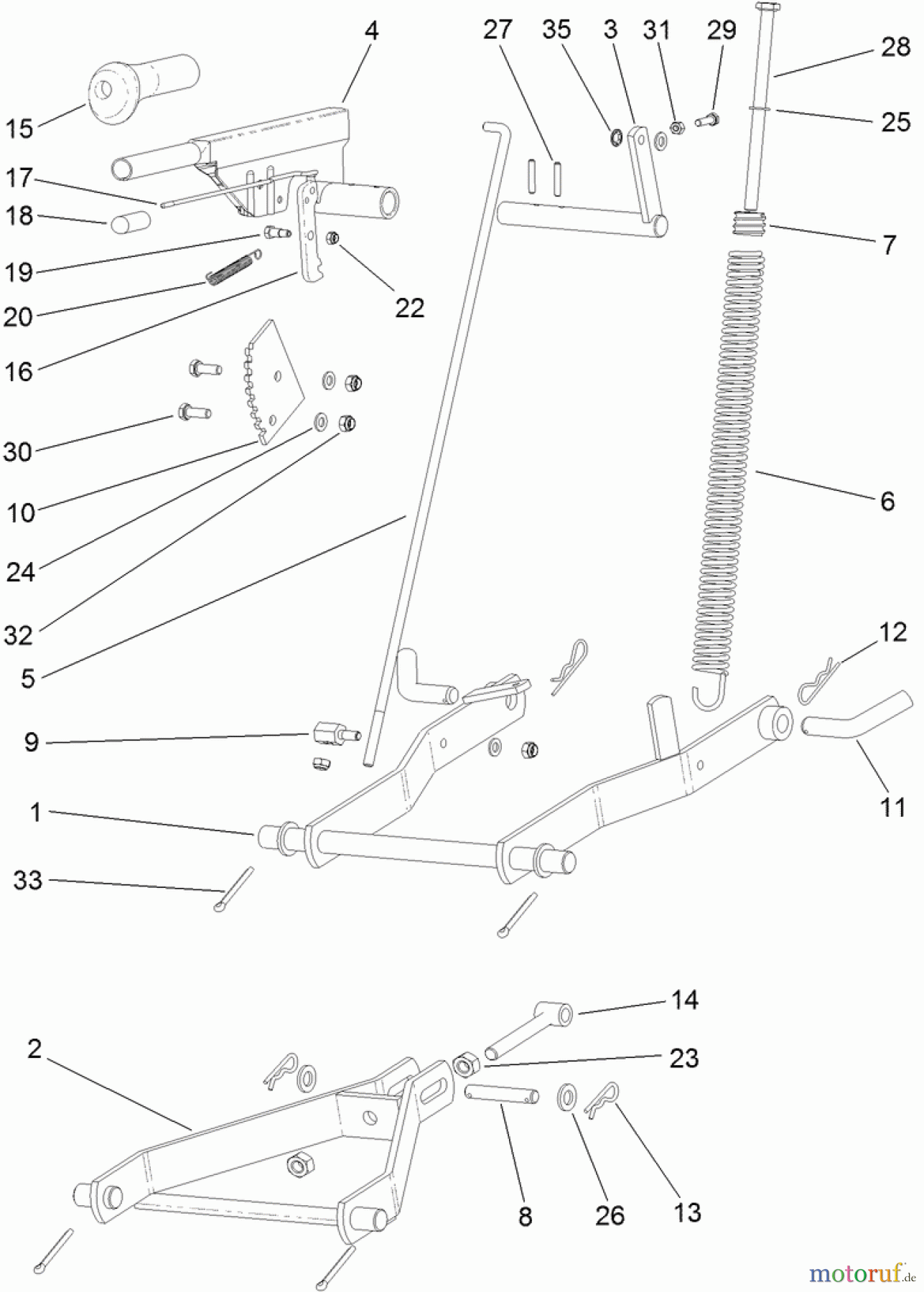Toro Neu Mowers, Lawn & Garden Tractor Seite 1 74585 (DH 210) - Toro DH 210 Lawn Tractor, 2012 (SN 312000001-312999999) MOWER LIFT ASSEMBLY