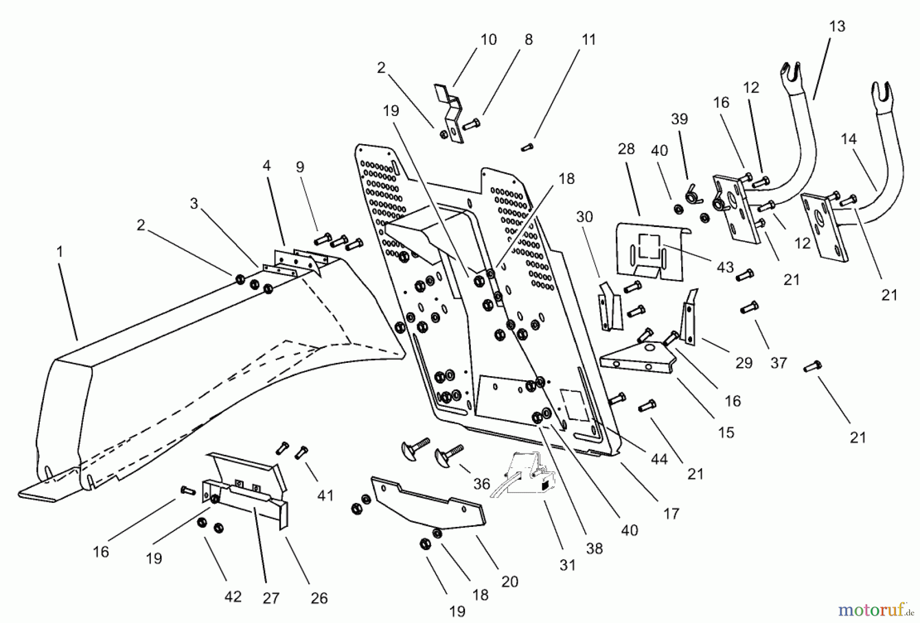  Toro Neu Mowers, Lawn & Garden Tractor Seite 1 74590 (190-DH) - Toro 190-DH Lawn Tractor, 2000 (200000001-200999999) CHUTE-COLLECTOR ASSEMBLY