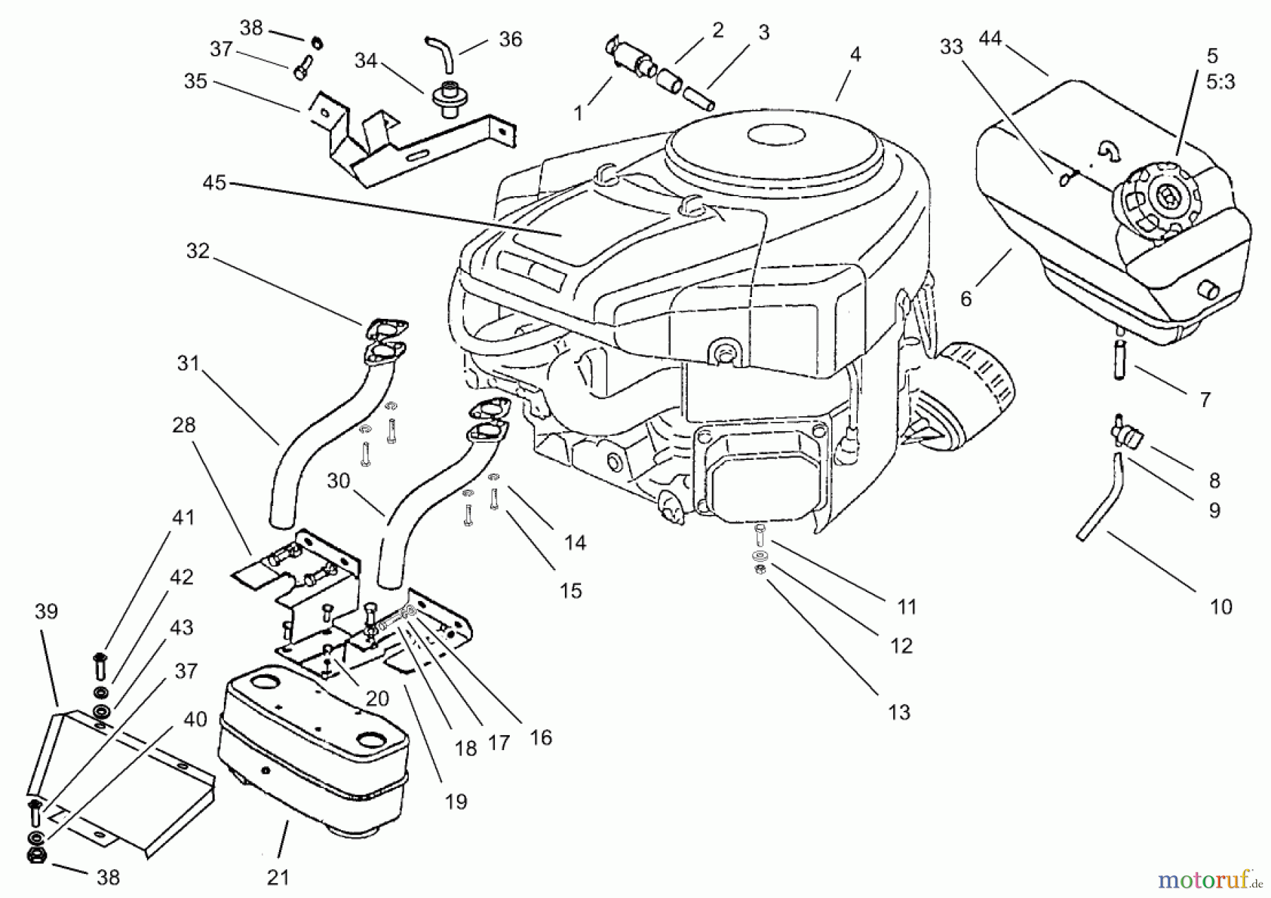 Toro Neu Mowers, Lawn & Garden Tractor Seite 1 74590 (190-DH) - Toro 190-DH Lawn Tractor, 2000 (200000001-200999999) ENGINE ASSEMBLY