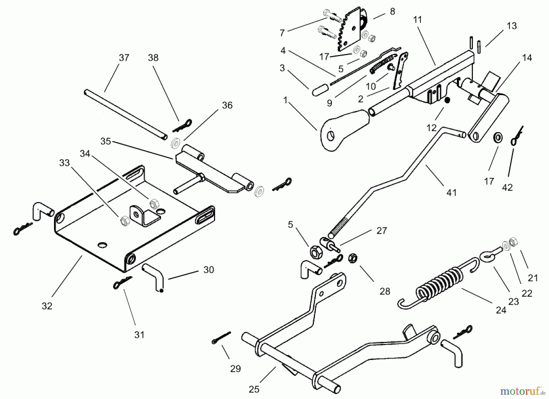  Toro Neu Mowers, Lawn & Garden Tractor Seite 1 74590 (190-DH) - Toro 190-DH Lawn Tractor, 2000 (200000001-200999999) OPERATION (MOWER LIFT) ASSEMBLY