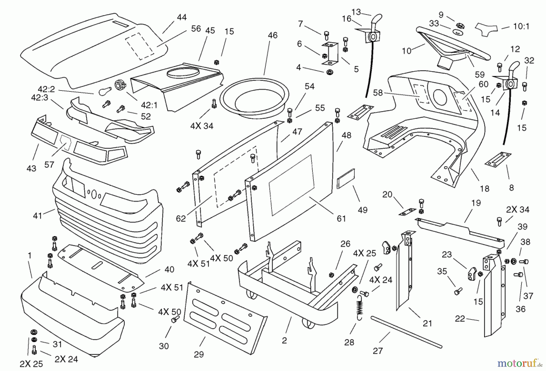 Toro Neu Mowers, Lawn & Garden Tractor Seite 1 74590 (190-DH) - Toro 190-DH Lawn Tractor, 2002 (220000001-220999999) BODY ASSEMBLY #2