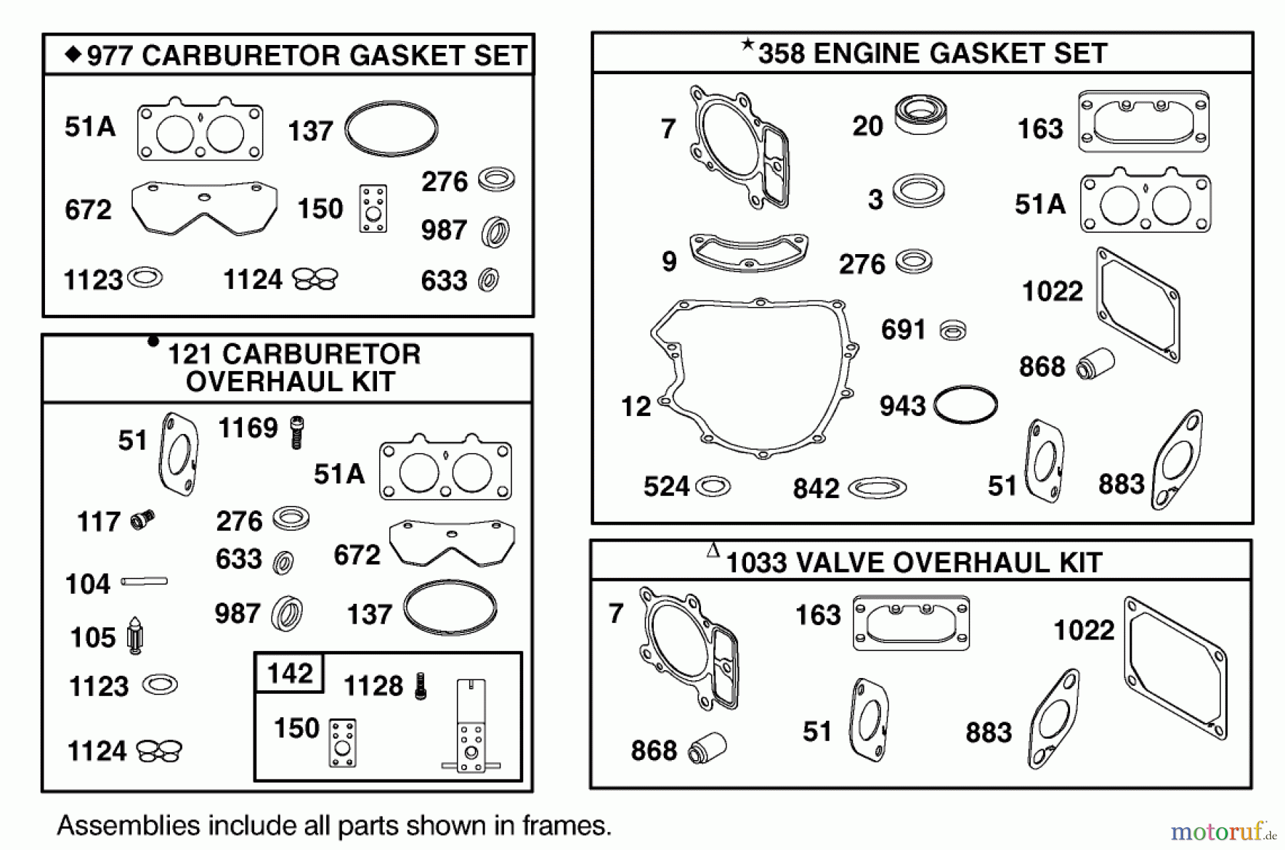 Toro Neu Mowers, Lawn & Garden Tractor Seite 1 74590 (190-DH) - Toro 190-DH Lawn Tractor, 2002 (220000001-220999999) CARBURETOR OVERHAUL KIT ASSEMBLY ENGINE BRIGGS AND STRATTON MODEL 406777-0157-E1