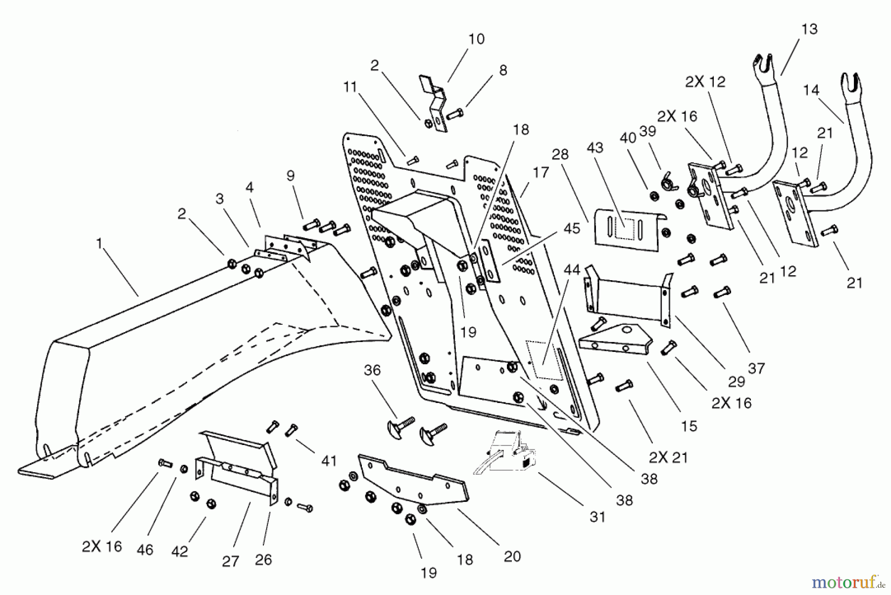 Toro Neu Mowers, Lawn & Garden Tractor Seite 1 74590 (190-DH) - Toro 190-DH Lawn Tractor, 2002 (220000001-220999999) CHUTE-COLLECTOR ASSEMBLY