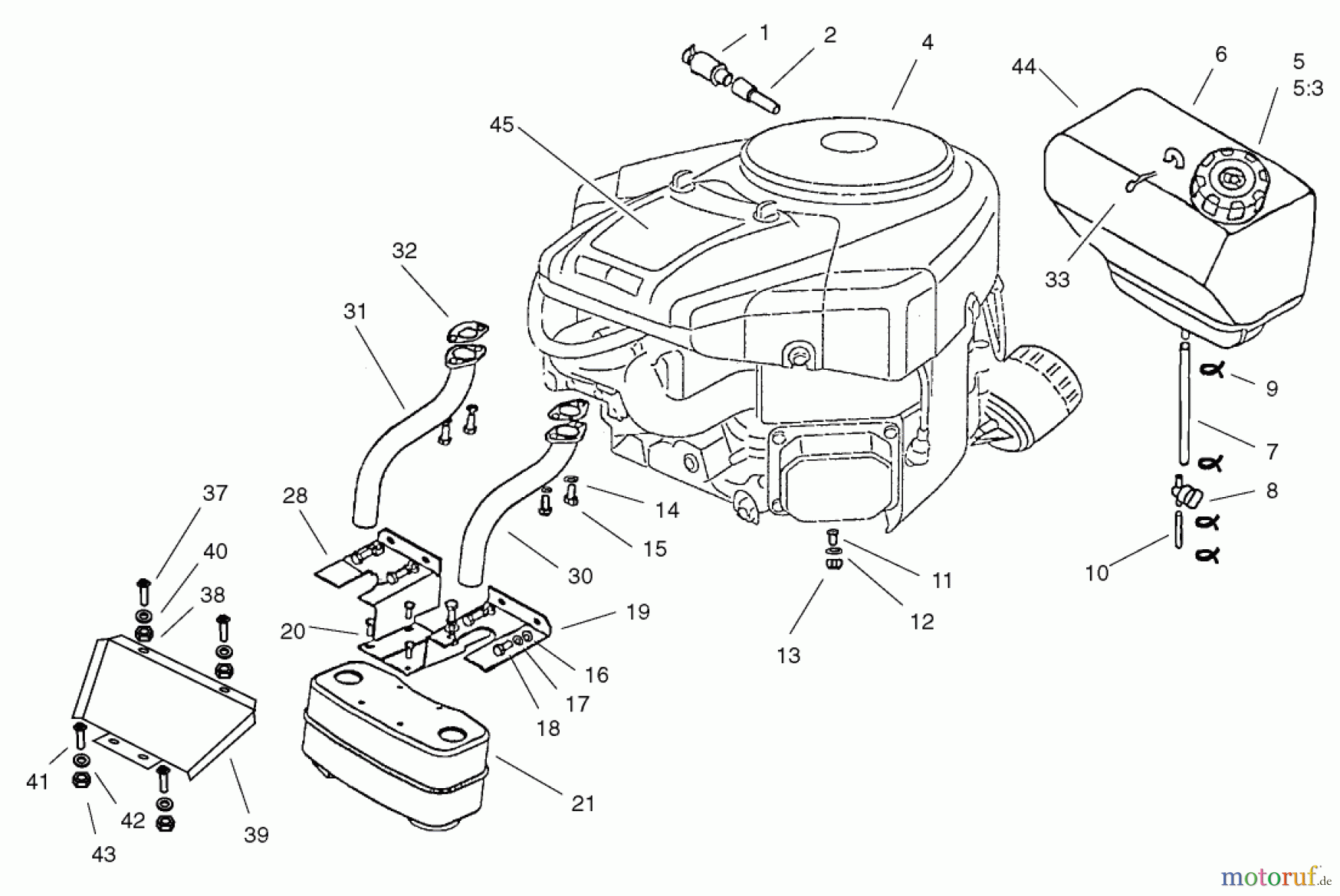Toro Neu Mowers, Lawn & Garden Tractor Seite 1 74590 (190-DH) - Toro 190-DH Lawn Tractor, 2002 (220000001-220999999) ENGINE ASSEMBLY