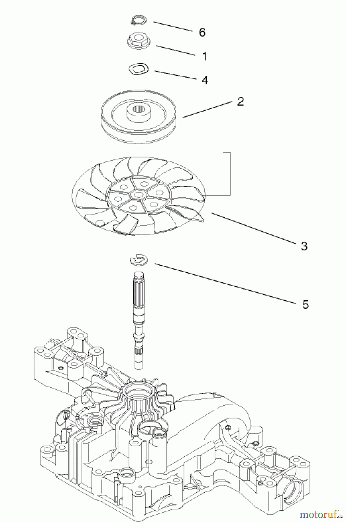 Toro Neu Mowers, Lawn & Garden Tractor Seite 1 74590 (190-DH) - Toro 190-DH Lawn Tractor, 2002 (220000001-220999999) FAN PULLEY ASSEMBLY