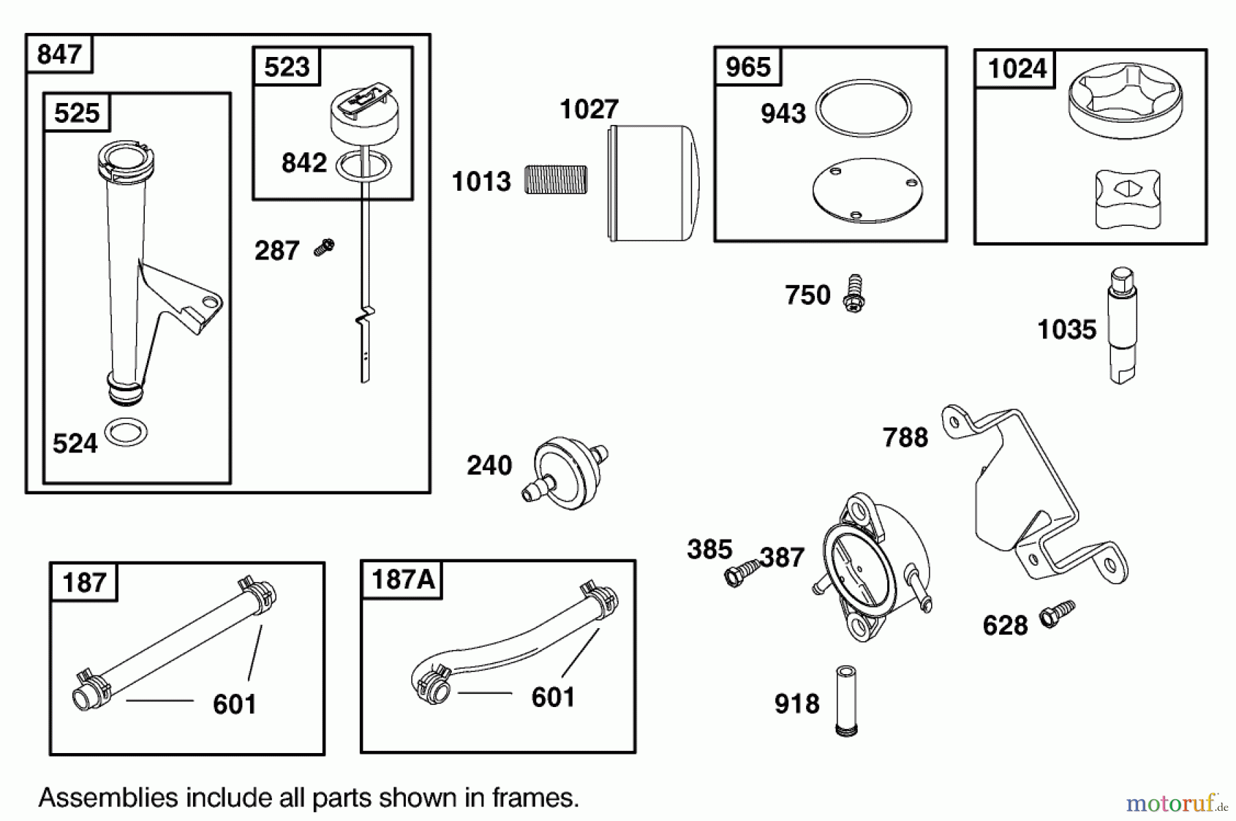 Toro Neu Mowers, Lawn & Garden Tractor Seite 1 74590 (190-DH) - Toro 190-DH Lawn Tractor, 2002 (220000001-220999999) OIL FILTER, TUBE, AND PUMP ASSEMBLY ENGINE BRIGGS AND STRATTON MODEL 406777-0157-E1
