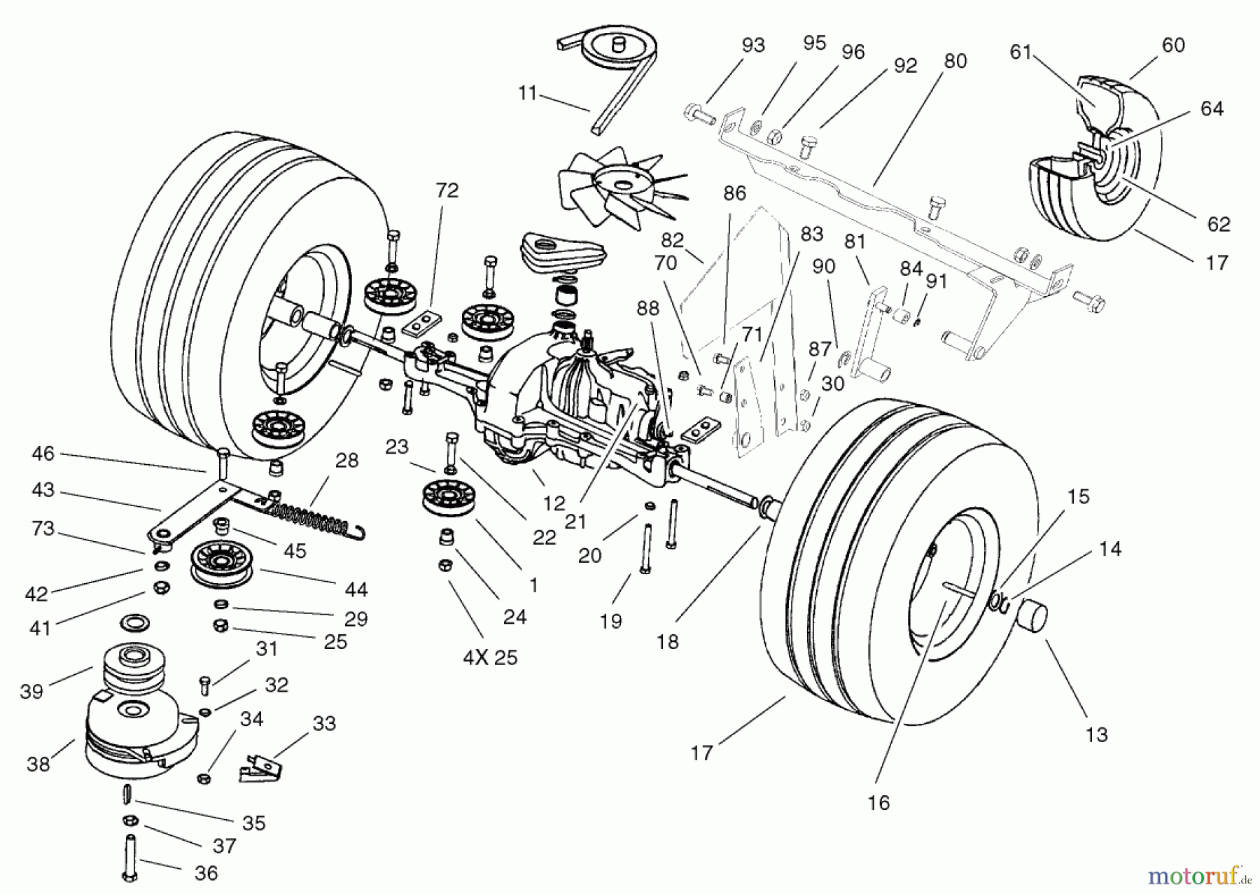 Toro Neu Mowers, Lawn & Garden Tractor Seite 1 74590 (190-DH) - Toro 190-DH Lawn Tractor, 2002 (220000001-220999999) TRANSMISSION DRIVE ASSEMBLY