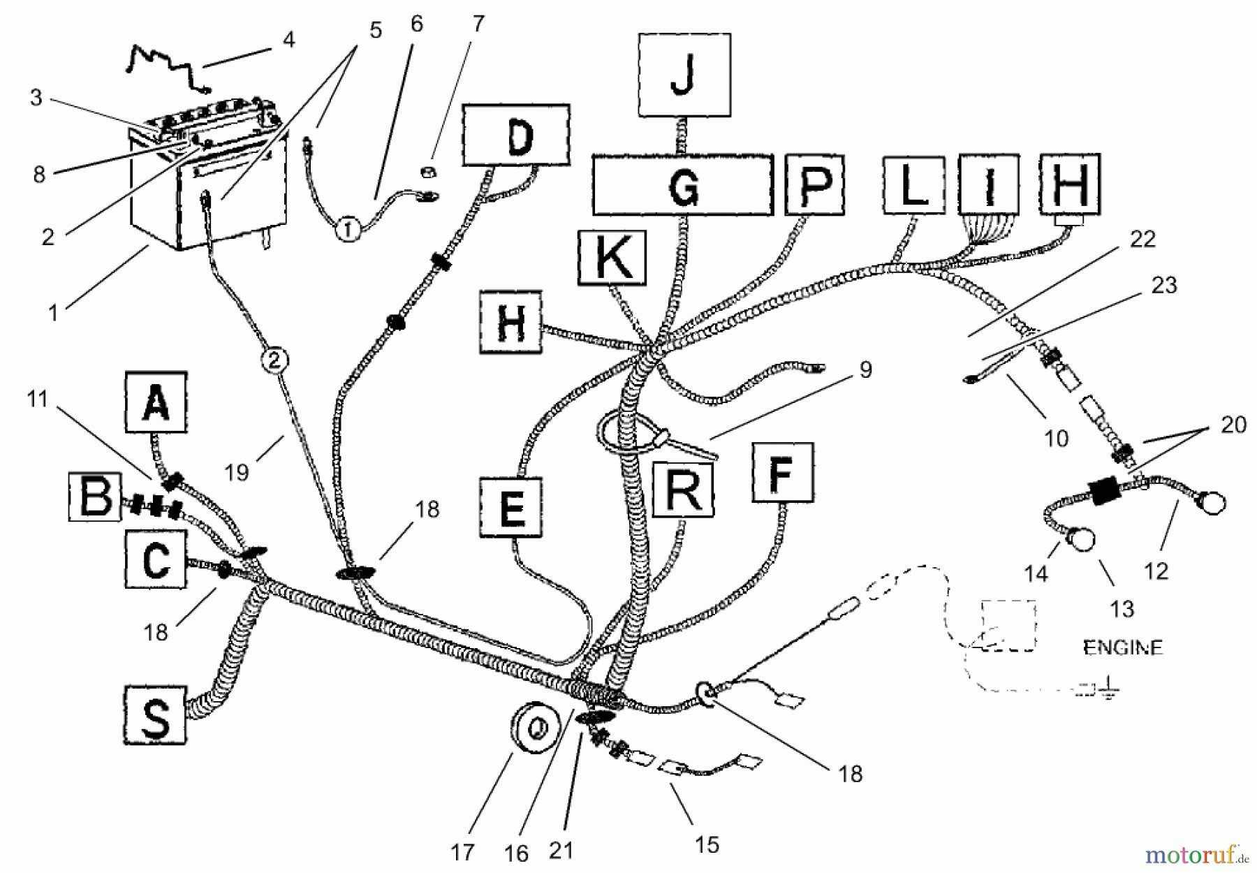  Toro Neu Mowers, Lawn & Garden Tractor Seite 1 74590 (190-DH) - Toro 190-DH Lawn Tractor, 2003 (230000001-230999999) ELECTRICAL WIRING HARNESS ASSEMBLY