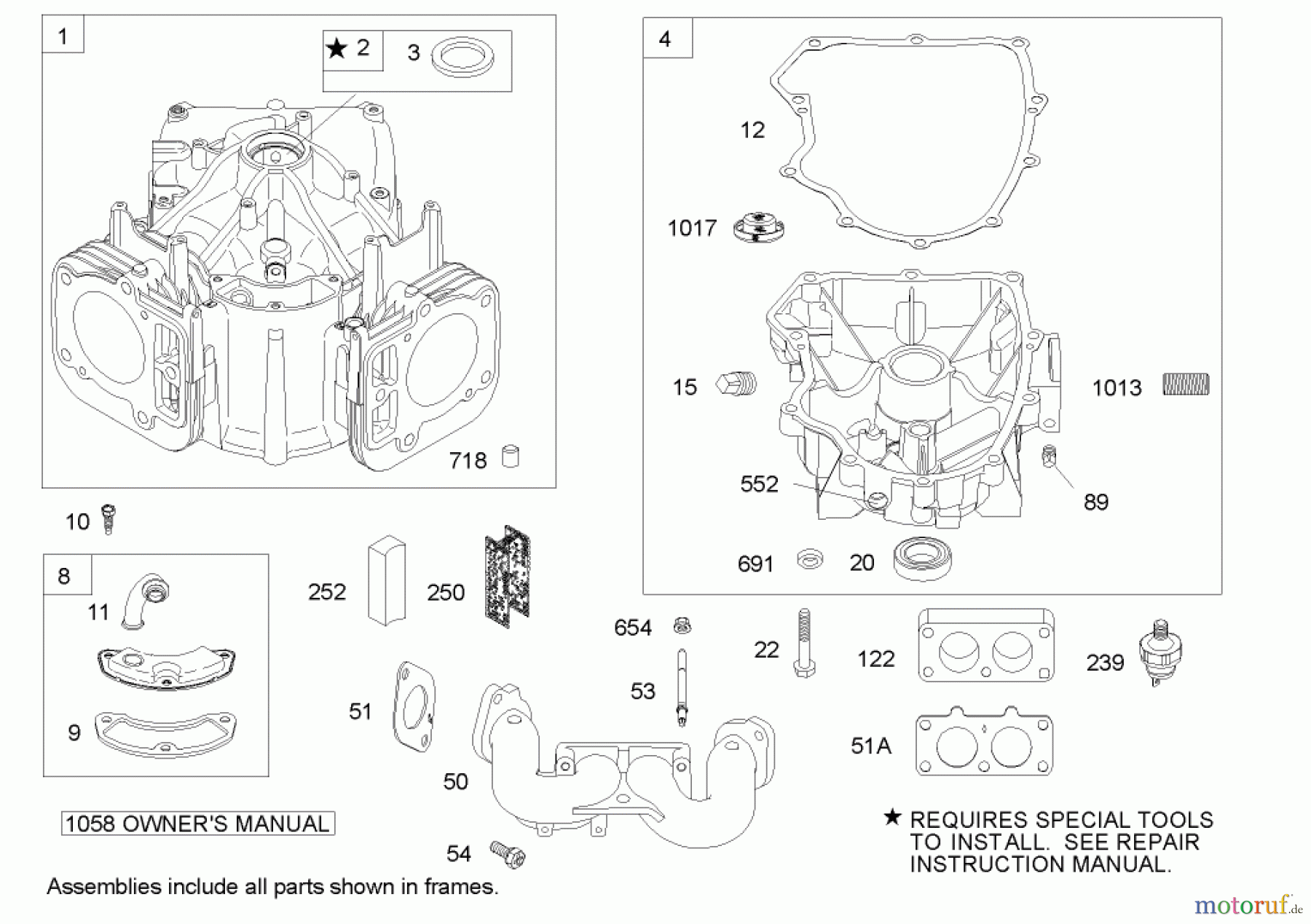 Toro Neu Mowers, Lawn & Garden Tractor Seite 1 74590 (190-DH) - Toro 190-DH Lawn Tractor, 2004 (240000001-240999999) CYLINDER ASSEMBLY BRIGGS AND STRATTON 406777-0157-E1