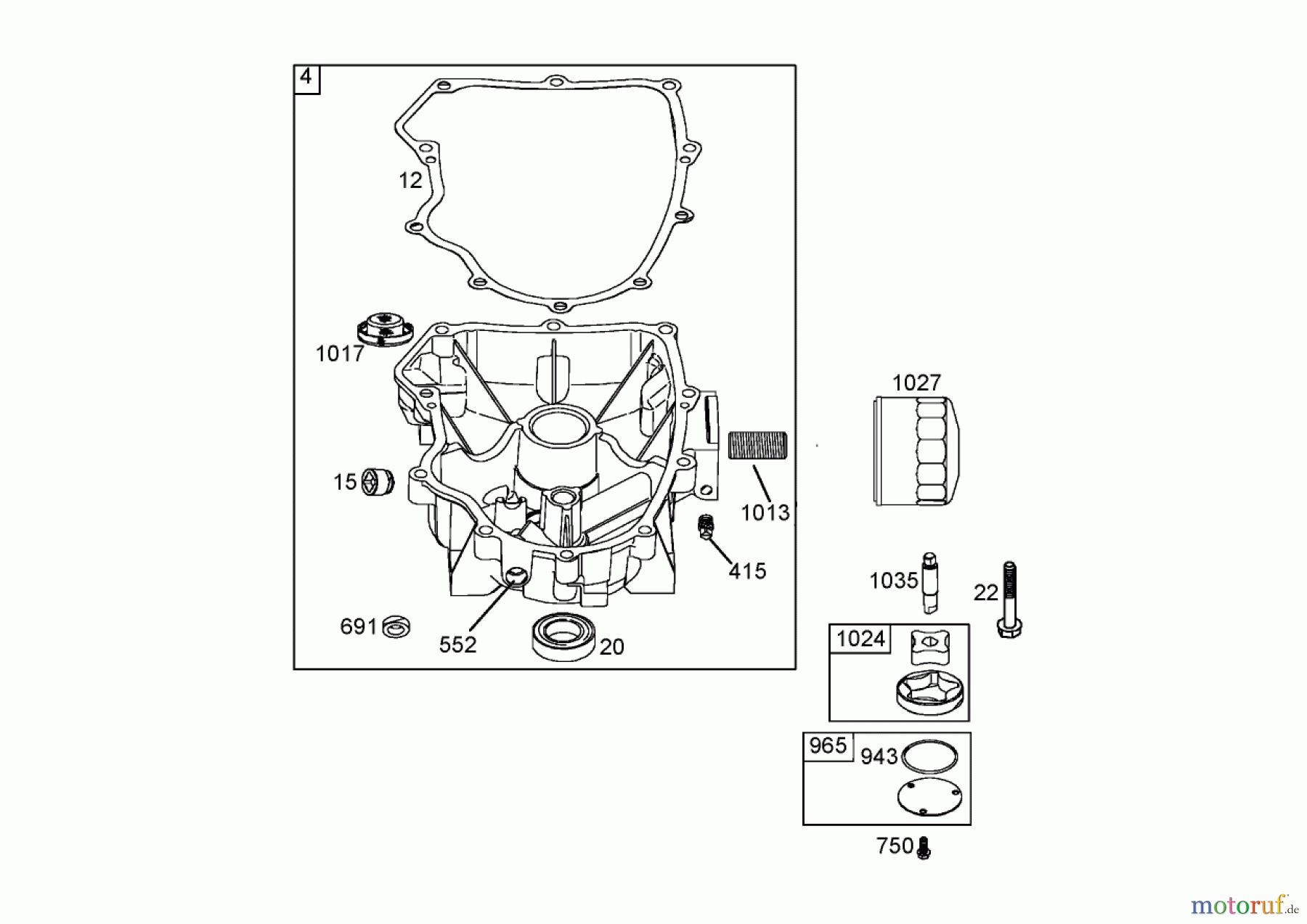 Toro Neu Mowers, Lawn & Garden Tractor Seite 1 74591 (DH 220) - Toro DH 220 Lawn Tractor, 2006 (260000001-260999999) CRANKCASE ASSEMBLY BRIGGS AND STRATTON 441577-0120-E1