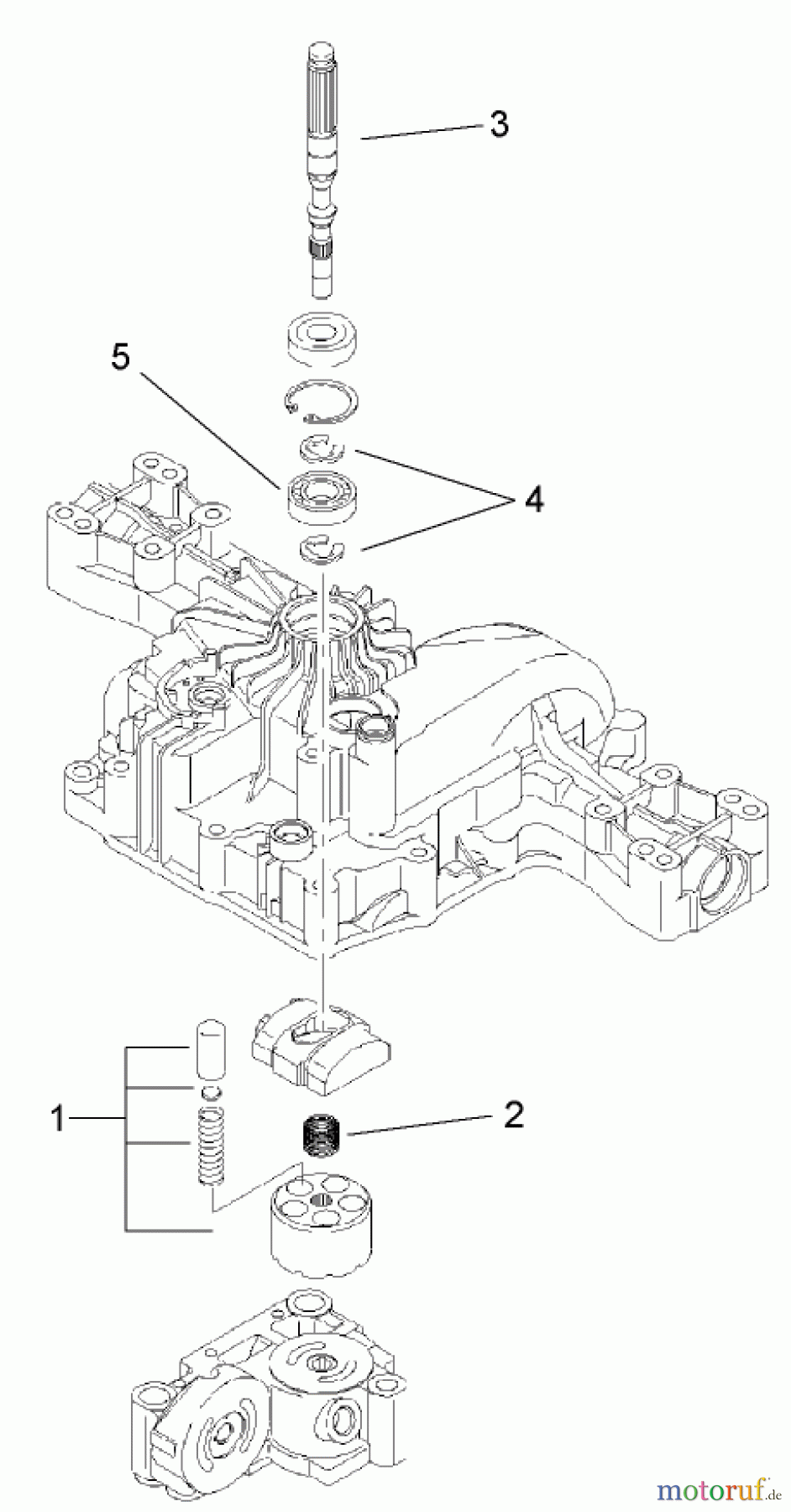 Toro Neu Mowers, Lawn & Garden Tractor Seite 1 74591 (DH 220) - Toro DH 220 Lawn Tractor, 2006 (260000001-260999999) PUMP SHAFT ASSEMBLY TRANSMISSION ASSEMBLY NO. 114-3155