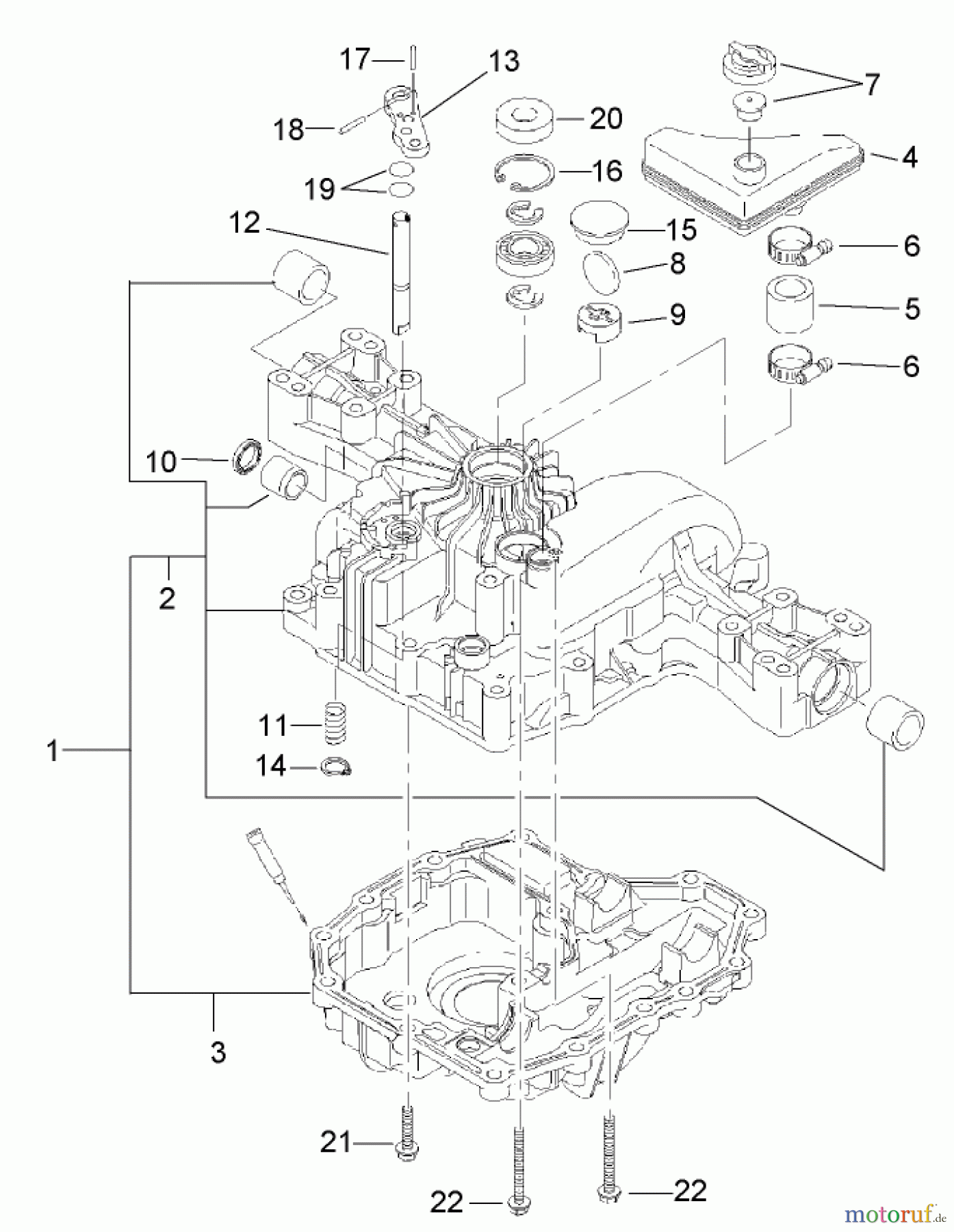 Toro Neu Mowers, Lawn & Garden Tractor Seite 1 74591 (DH 220) - Toro DH 220 Lawn Tractor, 2006 (260000001-260999999) TRANSAXLE CASE ASSEMBLY TRANSMISSION ASSEMBLY NO. 114-3155