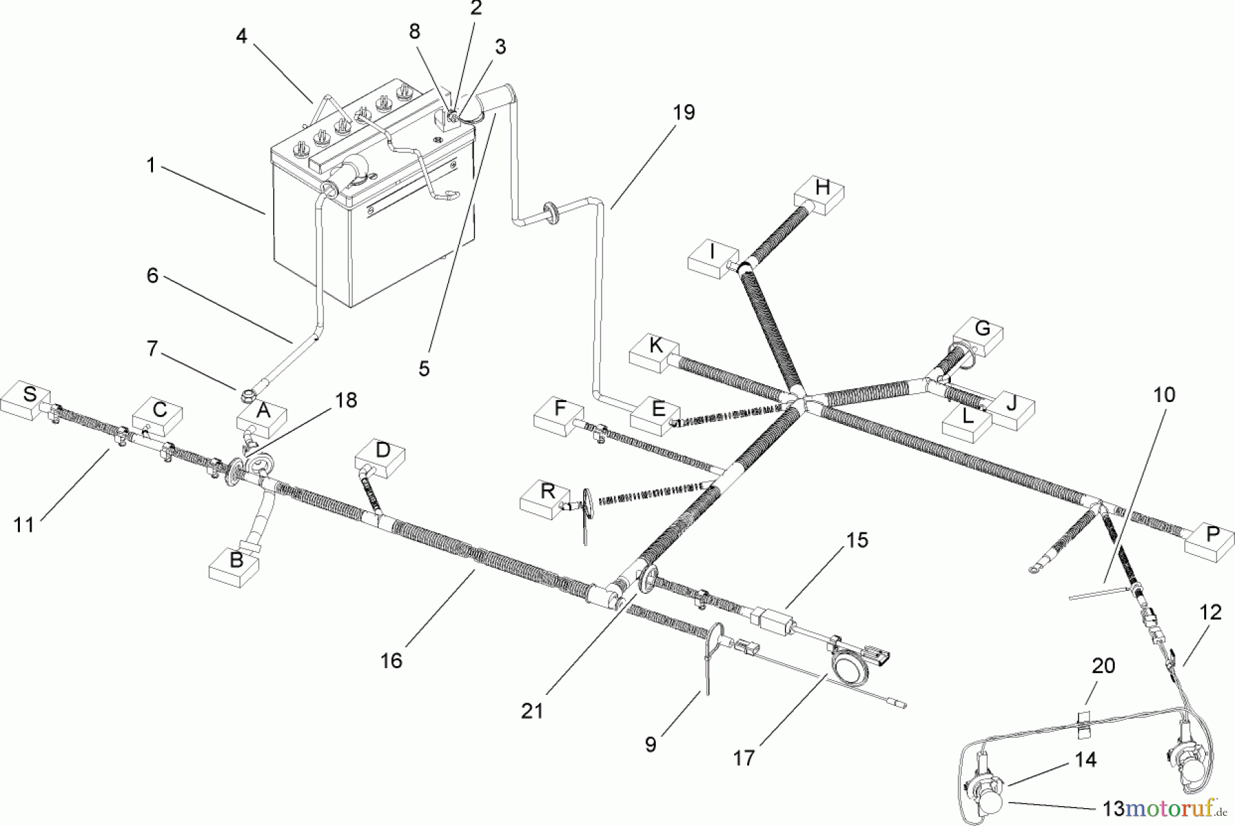 Toro Neu Mowers, Lawn & Garden Tractor Seite 1 74592 (DH 220) - Toro DH 220 Lawn Tractor, 2007 (270000001-270000651) HARNESS ASSEMBLY