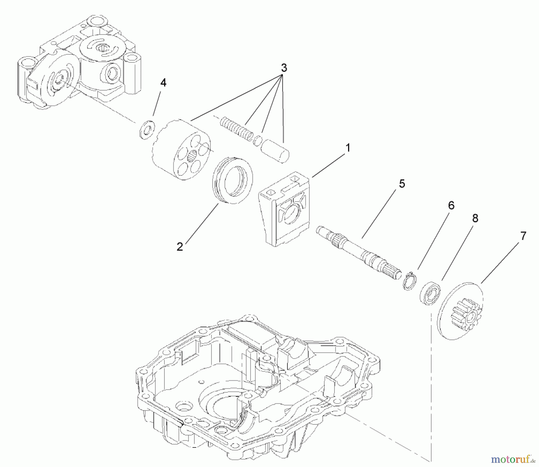 Toro Neu Mowers, Lawn & Garden Tractor Seite 1 74592 (DH 220) - Toro DH 220 Lawn Tractor, 2007 (270000001-270000651) MOTOR SHAFT ASSEMBLY TRANSMISSION ASSEMBLY NO. 104-2889
