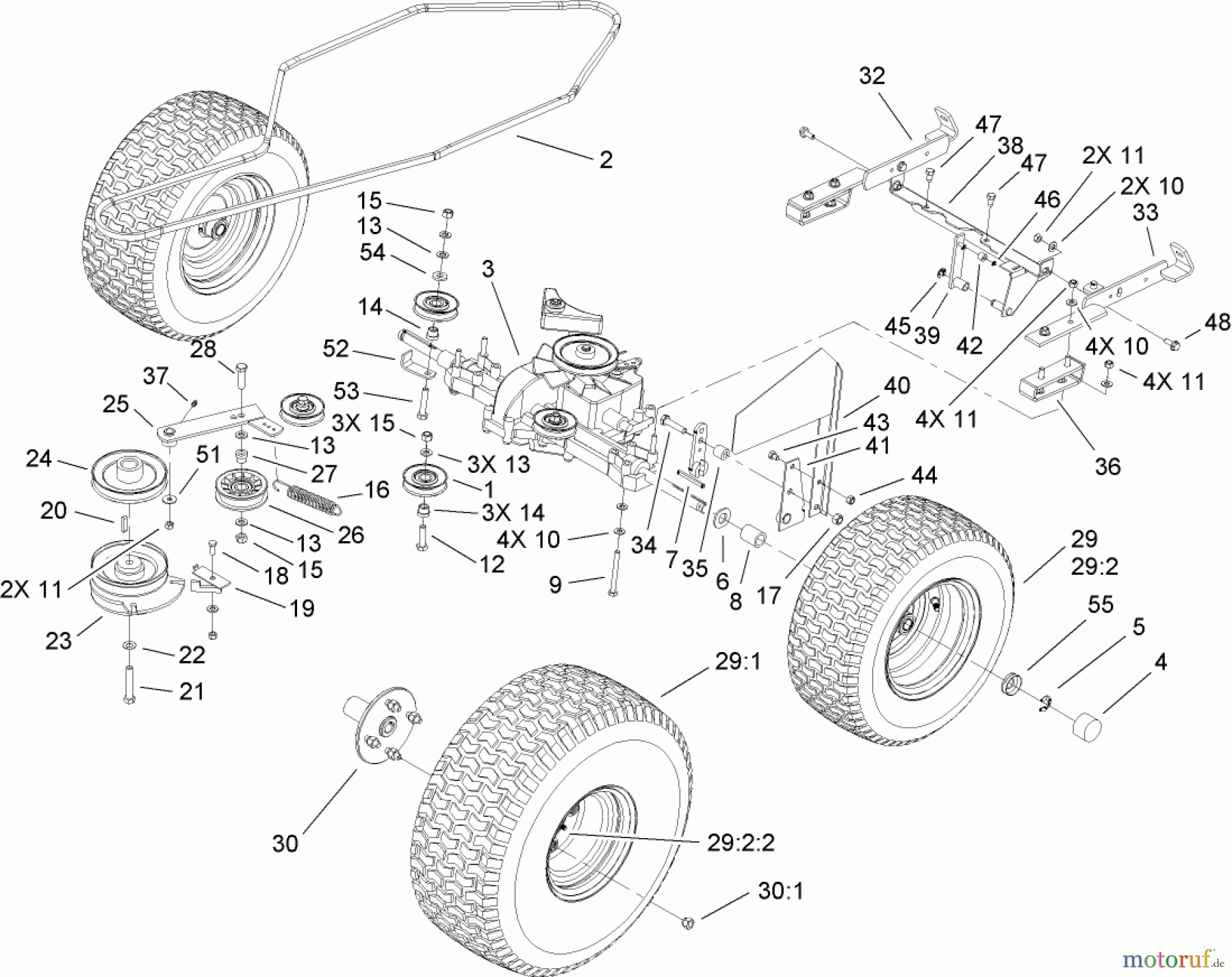 Toro Neu Mowers, Lawn & Garden Tractor Seite 1 74592 (DH 220) - Toro DH 220 Lawn Tractor, 2007 (270000001-270000651) TRANSMISSION ASSEMBLY