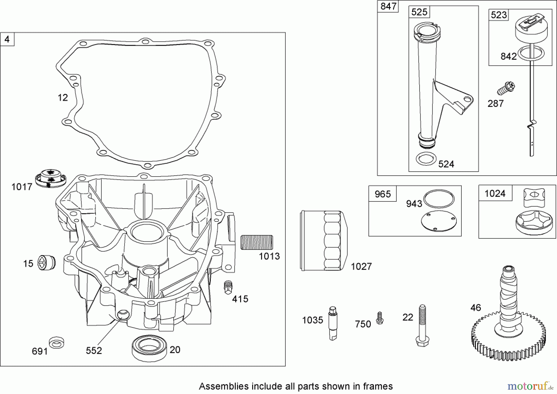 Toro Neu Mowers, Lawn & Garden Tractor Seite 1 74592 (DH 220) - Toro DH 220 Lawn Tractor, 2007 (270000652-270999999) CRANKCASE ASSEMBLY BRIGGS AND STRATTON 441677-0136-E1