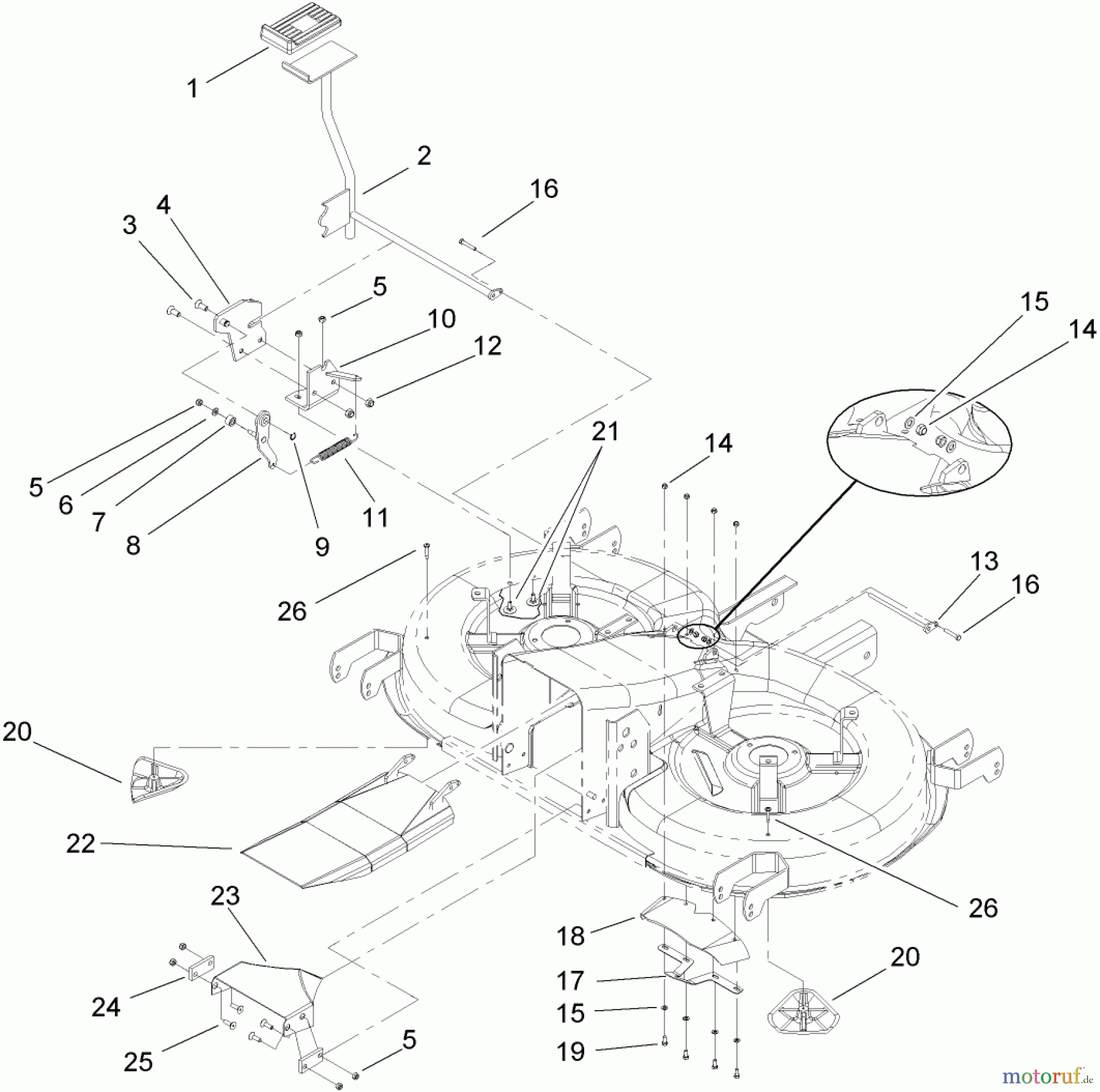  Toro Neu Mowers, Lawn & Garden Tractor Seite 1 74592 (DH 220) - Toro DH 220 Lawn Tractor, 2007 (270000652-270999999) CUTTING PAN AND BAG ON DEMAND ASSEMBLY