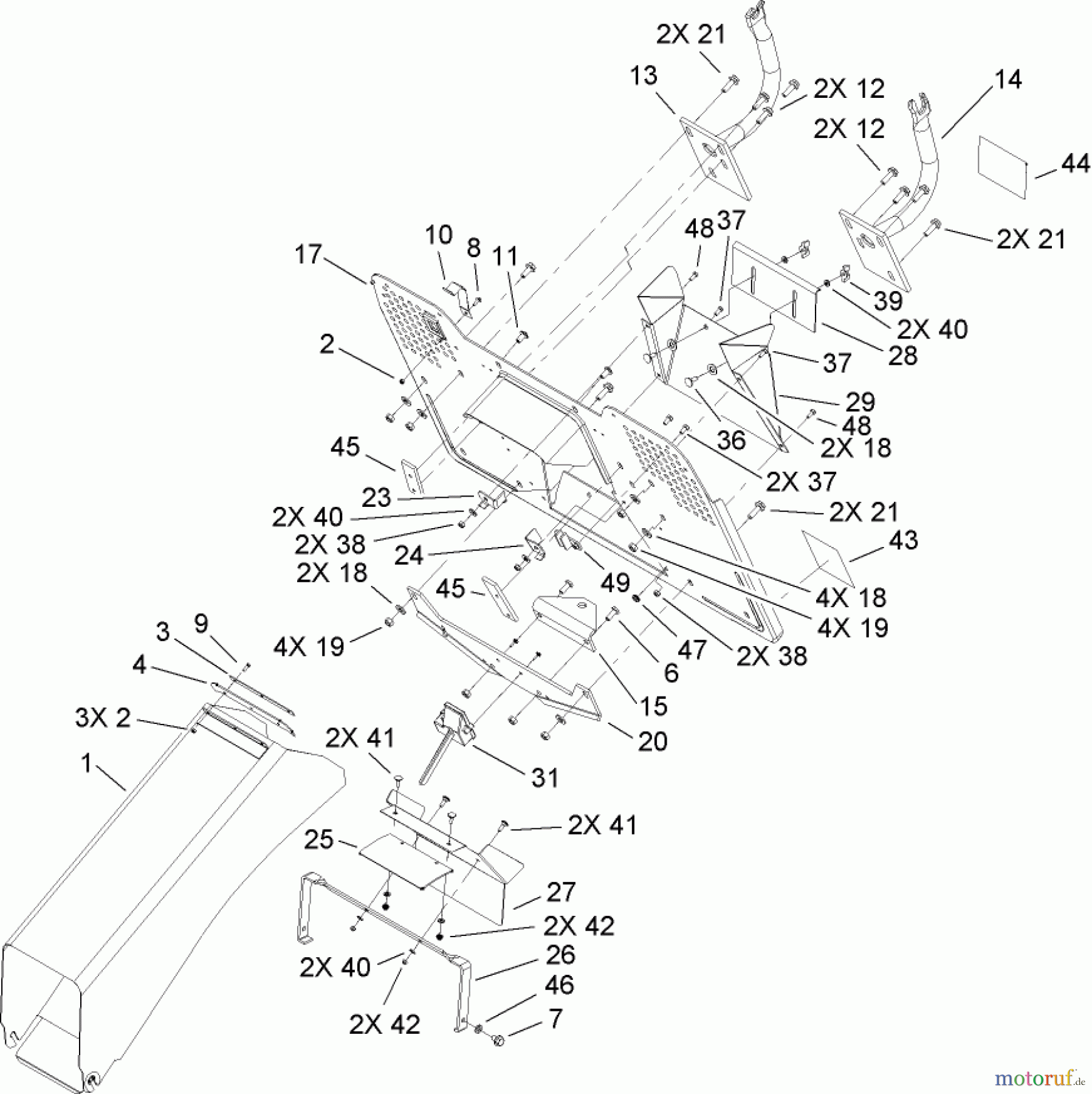 Toro Neu Mowers, Lawn & Garden Tractor Seite 1 74592 (DH 220) - Toro DH 220 Lawn Tractor, 2007 (270000652-270999999) TUNNEL ASSEMBLY