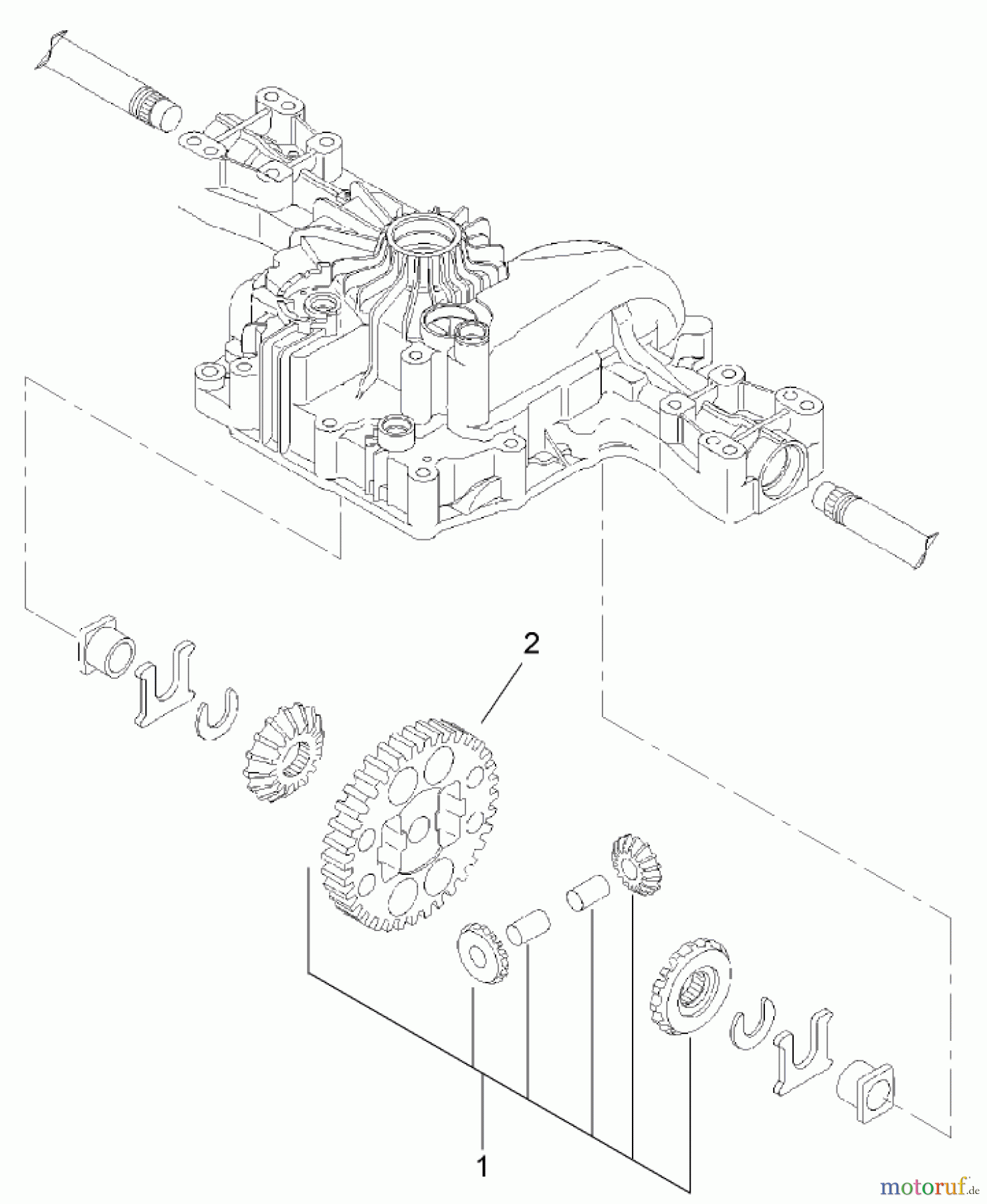 Toro Neu Mowers, Lawn & Garden Tractor Seite 1 74592 (DH 220) - Toro DH 220 Lawn Tractor, 2008 (280000001-280000528) DIFFERENTIAL GEAR ASSEMBLY TRANSMISSION ASSEMBLY NO. 114-3155