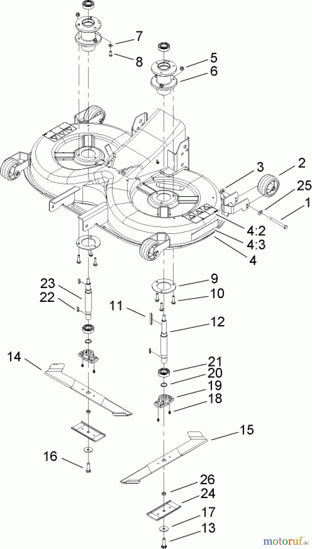 Toro Neu Mowers, Lawn & Garden Tractor Seite 1 74592 (DH 220) - Toro DH 220 Lawn Tractor, 2008 (280000529-280999999) DECK HOUSING ASSEMBLY