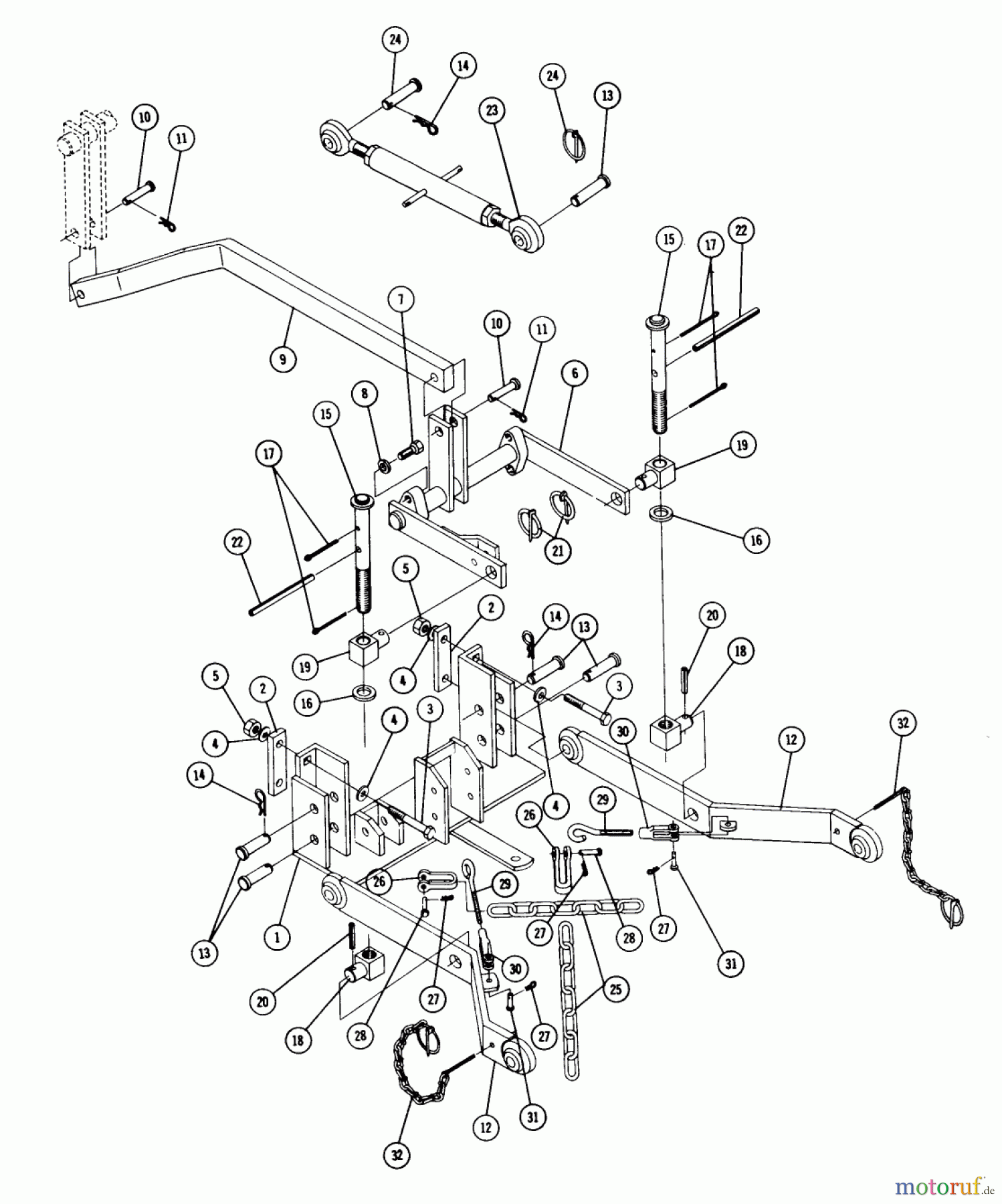Toro Neu Accessories, Mower 85412 - Toro 3-Point Hitch, 1973 PARTS LIST FOR 3-POINT HITCH MODEL 8-5412