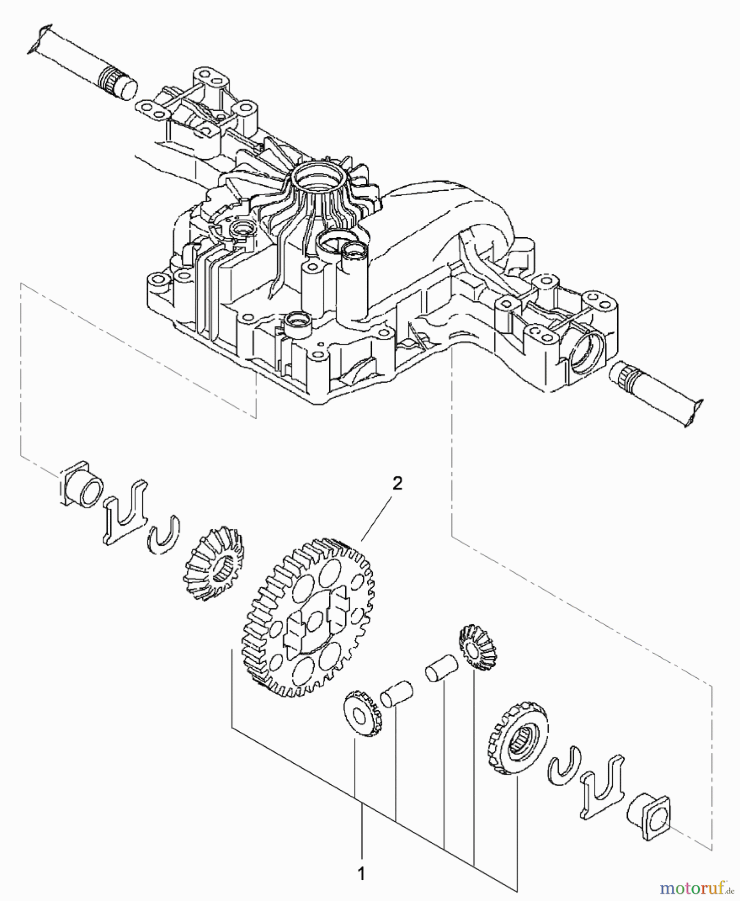 Toro Neu Mowers, Lawn & Garden Tractor Seite 1 74593 (DH 220) - Toro DH 220 Lawn Tractor, 2009 (290000001-290999999) DIFFERENTIAL GEAR ASSEMBLY TRANSMISSION ASSEMBLY NO. 114-3155
