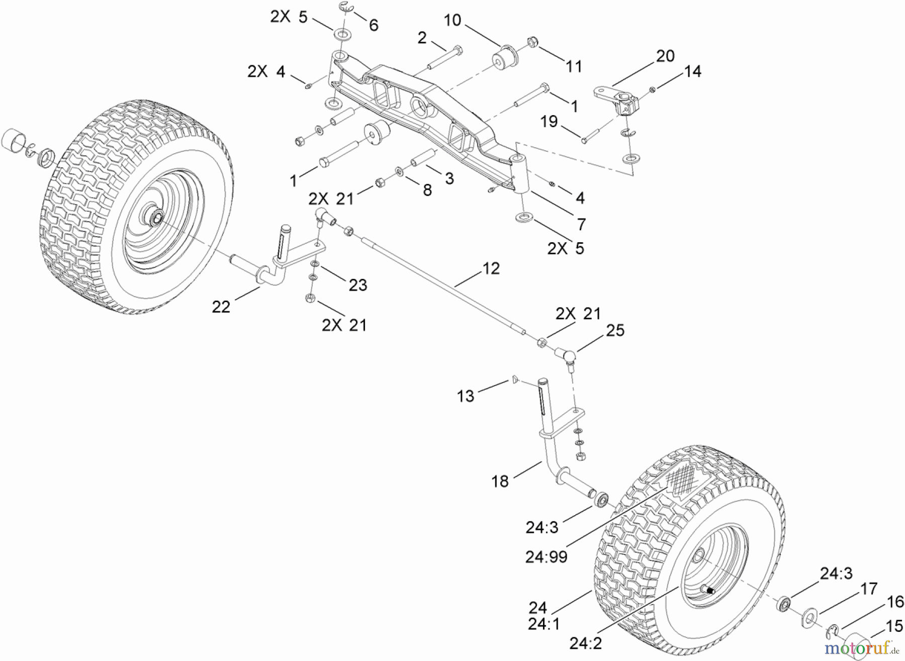 Toro Neu Mowers, Lawn & Garden Tractor Seite 1 74593 (DH 220) - Toro DH 220 Lawn Tractor, 2009 (290000001-290999999) FRONT AXLE ASSEMBLY