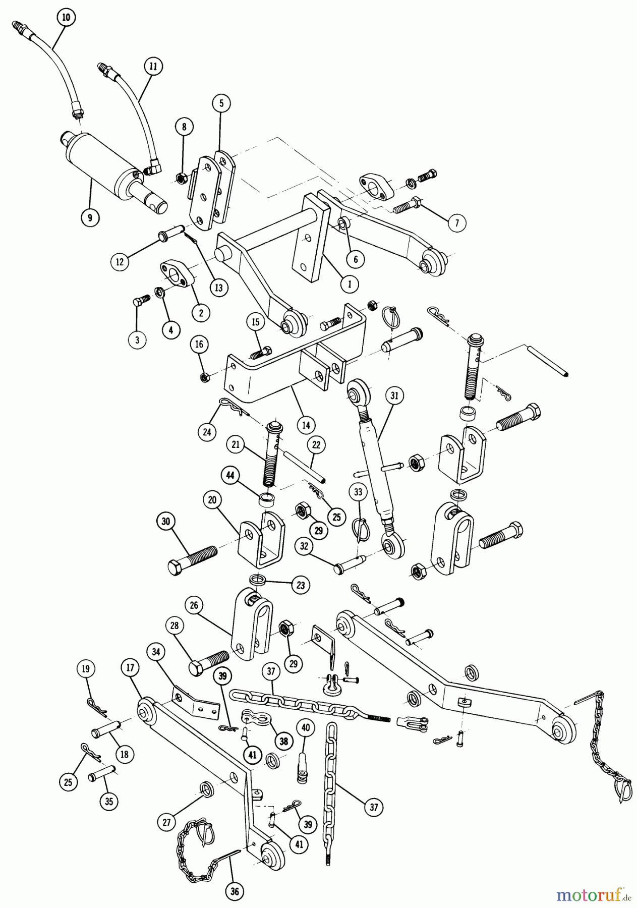  Toro Neu Accessories, Mower 85422 - Toro 3-Point Hitch, 1975 3-POINT HITCH (FACTORY ORDER NO. 8-5422) (FOR 1973 18HP AUTOMATIC-1974 &1975 D SERIES TRACTORS)