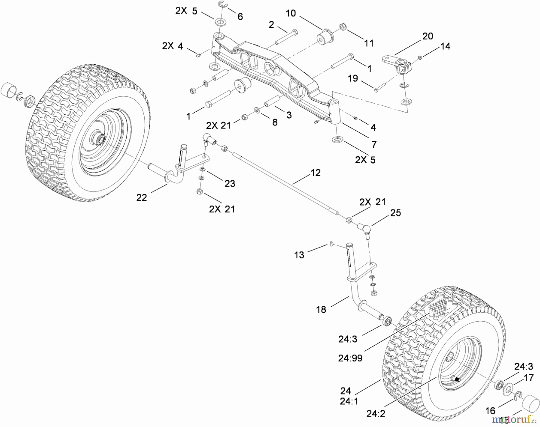 Toro Neu Mowers, Lawn & Garden Tractor Seite 1 74593 (DH 220) - Toro DH 220 Lawn Tractor, 2010 (310000001-310999999) FRONT AXLE ASSEMBLY