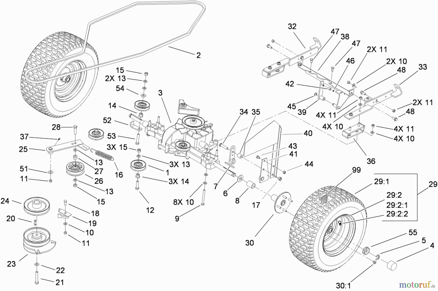 Toro Neu Mowers, Lawn & Garden Tractor Seite 1 74593 (DH 220) - Toro DH 220 Lawn Tractor, 2010 (310000001-310999999) TRANSMISSION ASSEMBLY