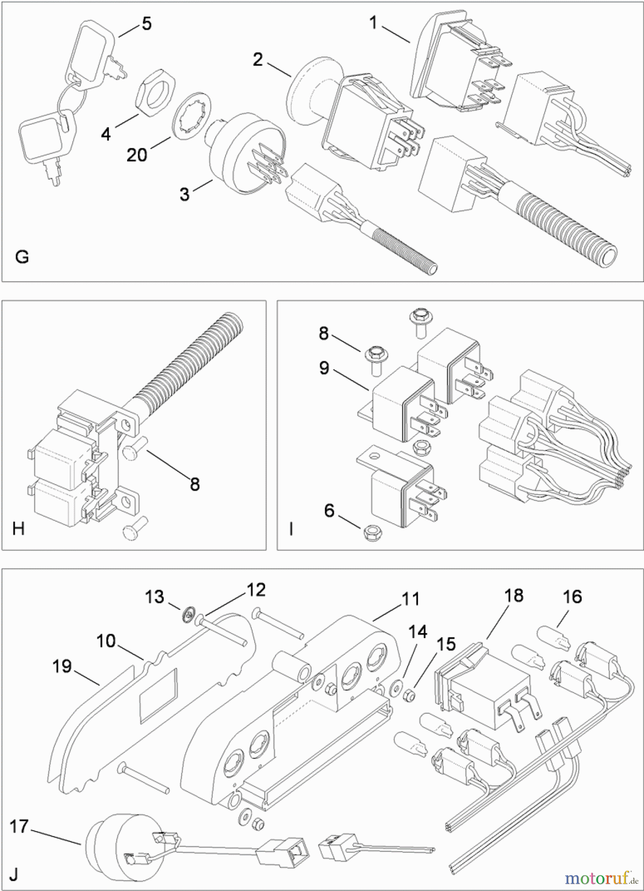 Toro Neu Mowers, Lawn & Garden Tractor Seite 1 74593 (DH 220) - Toro DH 220 Lawn Tractor, 2011 (311000401-311999999) ELECTRICAL SWITCH ASSEMBLY NO. 2