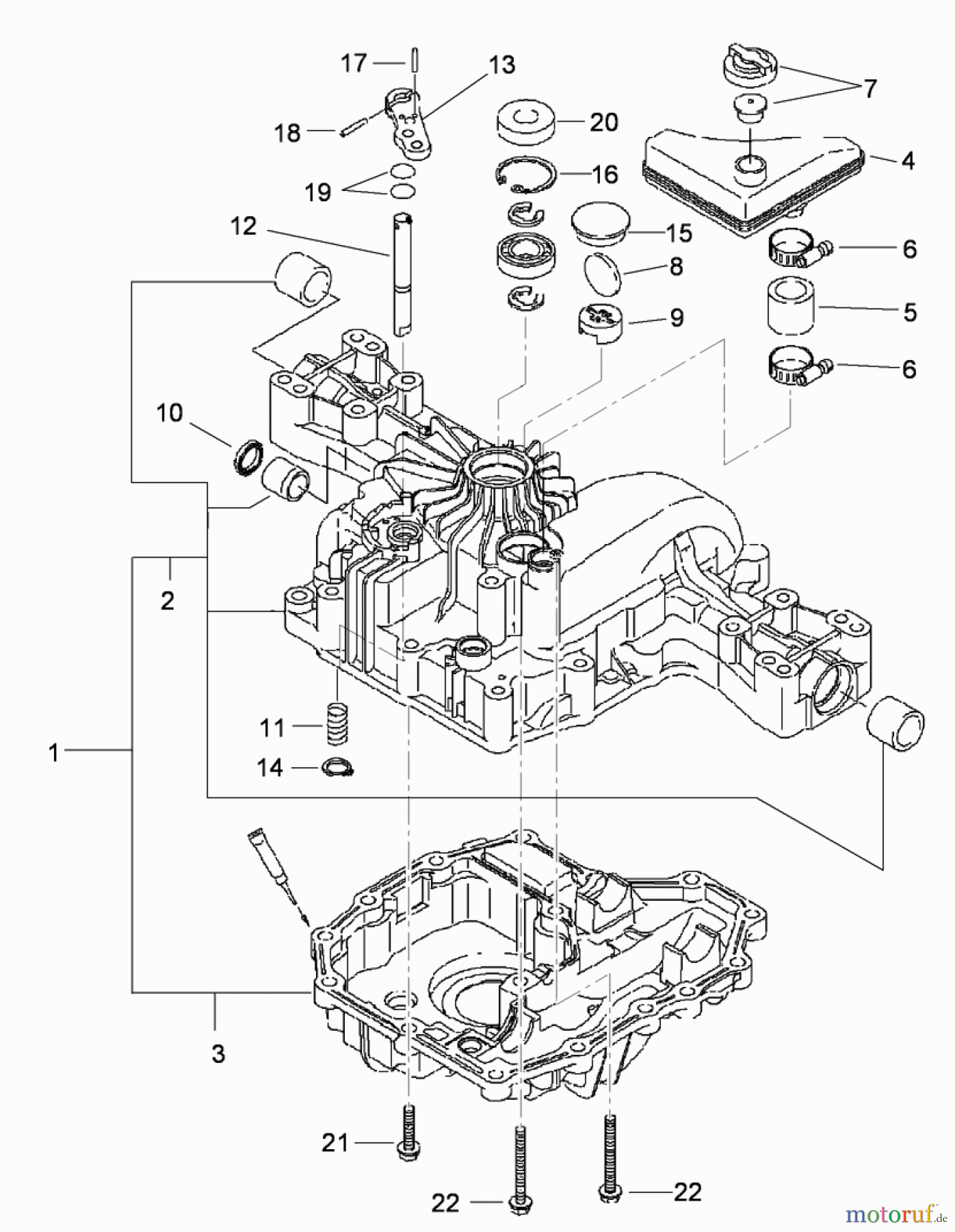 Toro Neu Mowers, Lawn & Garden Tractor Seite 1 74596 (DH 220) - Toro DH 220 Lawn Tractor, 2012 (SN 312000001-312999999) TRANSAXLE CASE ASSEMBLY TRANSMISSION ASSEMBLY NO. 114-3155