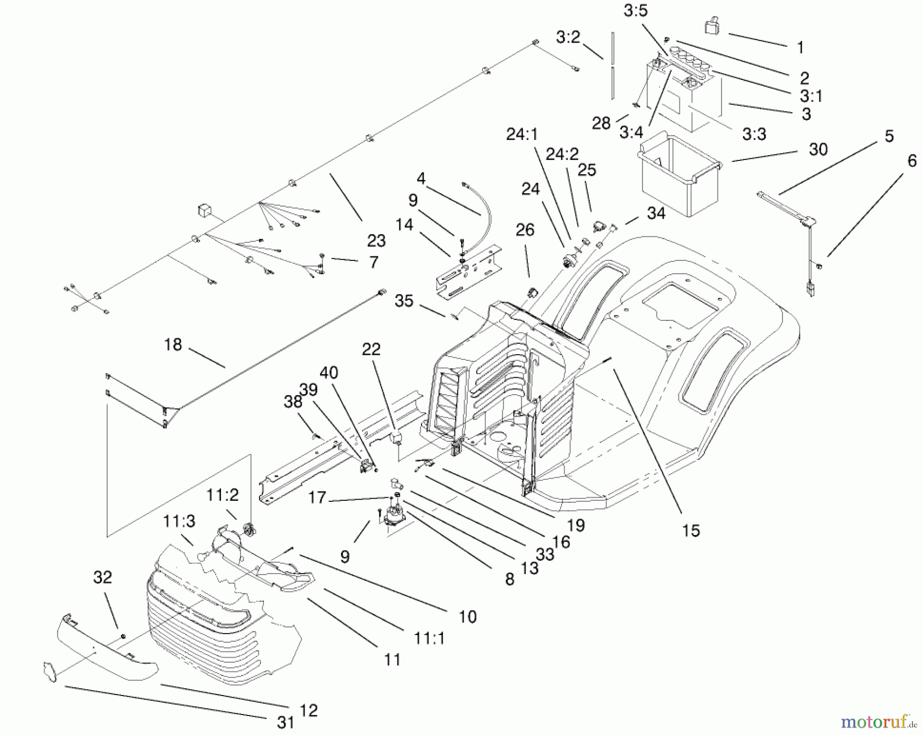  Toro Neu Mowers, Lawn & Garden Tractor Seite 1 77106 (17-44H) - Toro 17-44H Lawn Tractor, 2000 (200000001-200999999) ELECTRICAL COMPONENTS ASSEMBLY