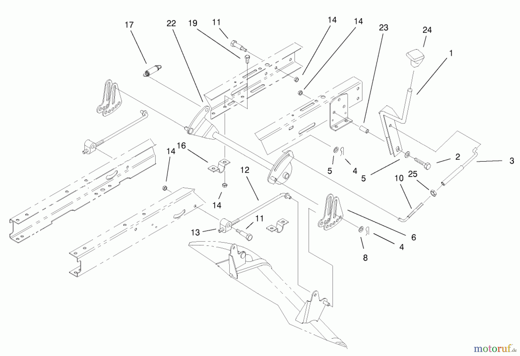 Toro Neu Mowers, Lawn & Garden Tractor Seite 1 77106 (17-44H) - Toro 17-44H Lawn Tractor, 2000 (200000001-200999999) HEIGHT OF CUT ASSEMBLY