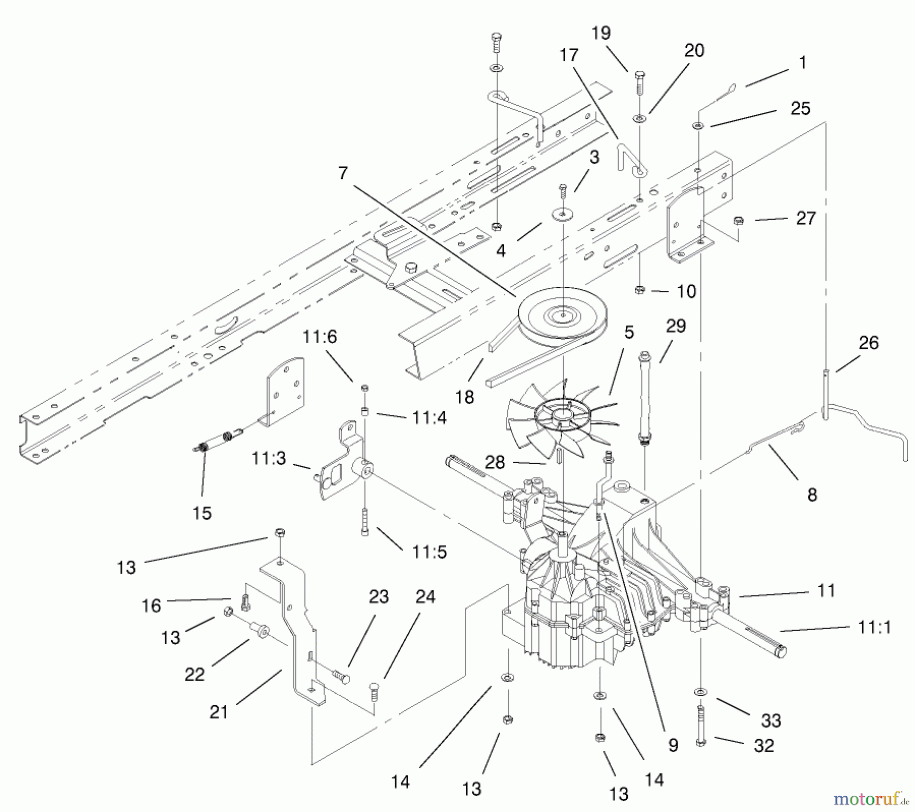 Toro Neu Mowers, Lawn & Garden Tractor Seite 1 77106 (17-44H) - Toro 17-44H Lawn Tractor, 2000 (200000001-200999999) HYDRO TRANSAXLE ASSEMBLY #1