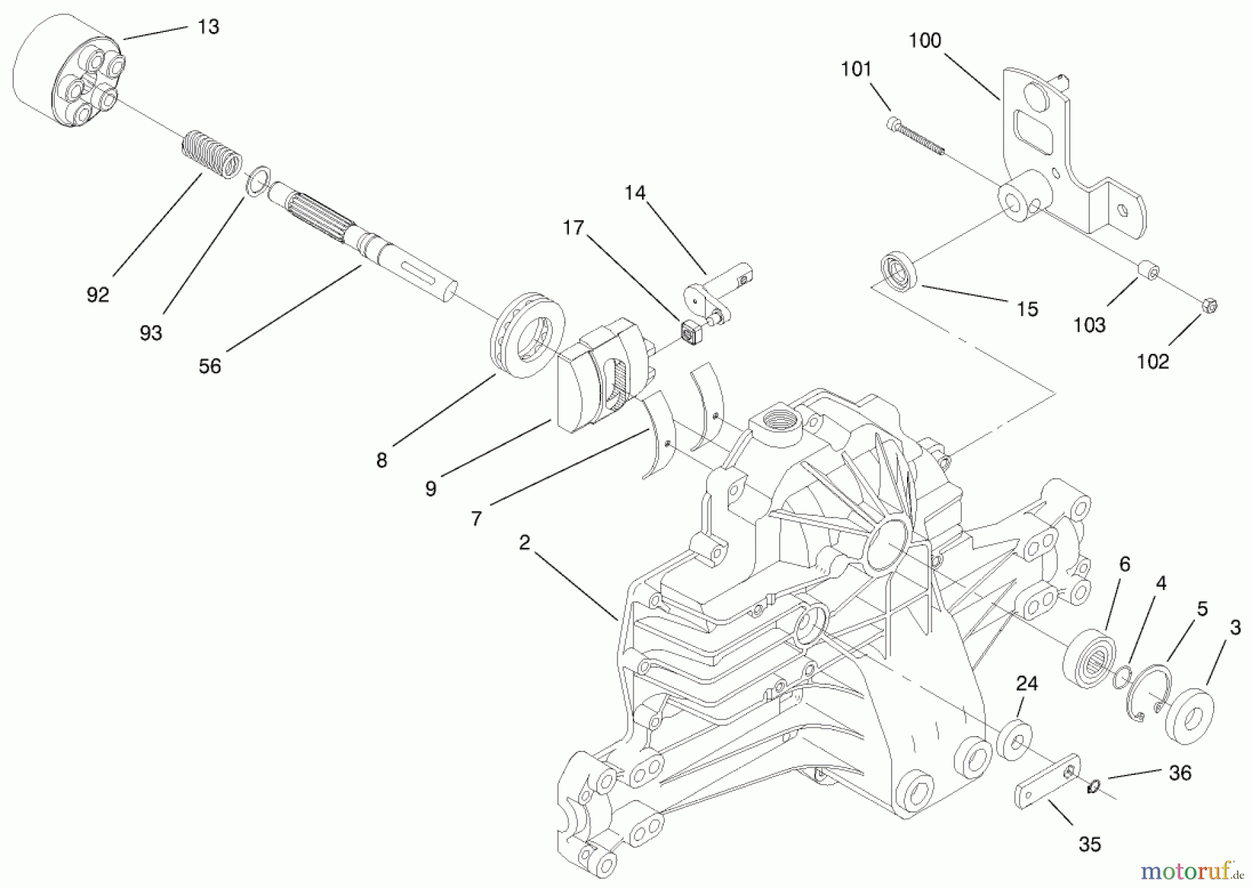 Toro Neu Mowers, Lawn & Garden Tractor Seite 1 77106 (17-44H) - Toro 17-44H Lawn Tractor, 2000 (200000001-200999999) HYDRO TRANSAXLE ASSEMBLY #2