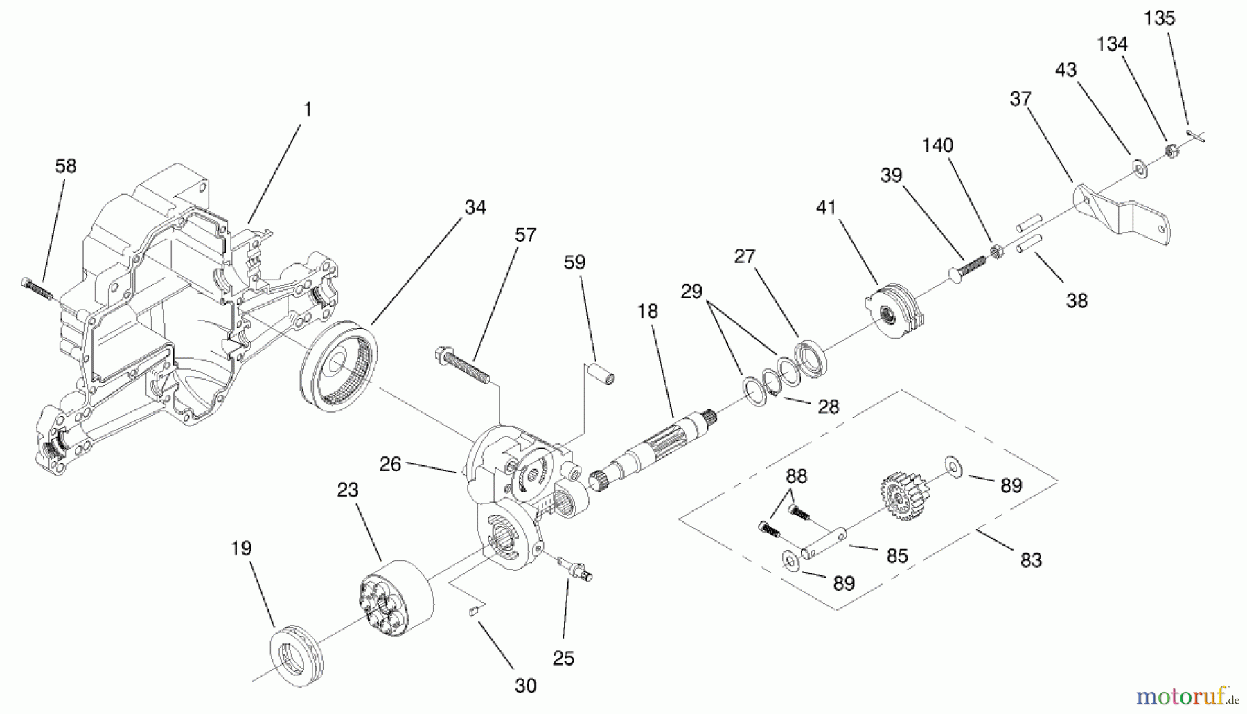 Toro Neu Mowers, Lawn & Garden Tractor Seite 1 77106 (17-44H) - Toro 17-44H Lawn Tractor, 2000 (200000001-200999999) HYDRO TRANSAXLE ASSEMBLY #4