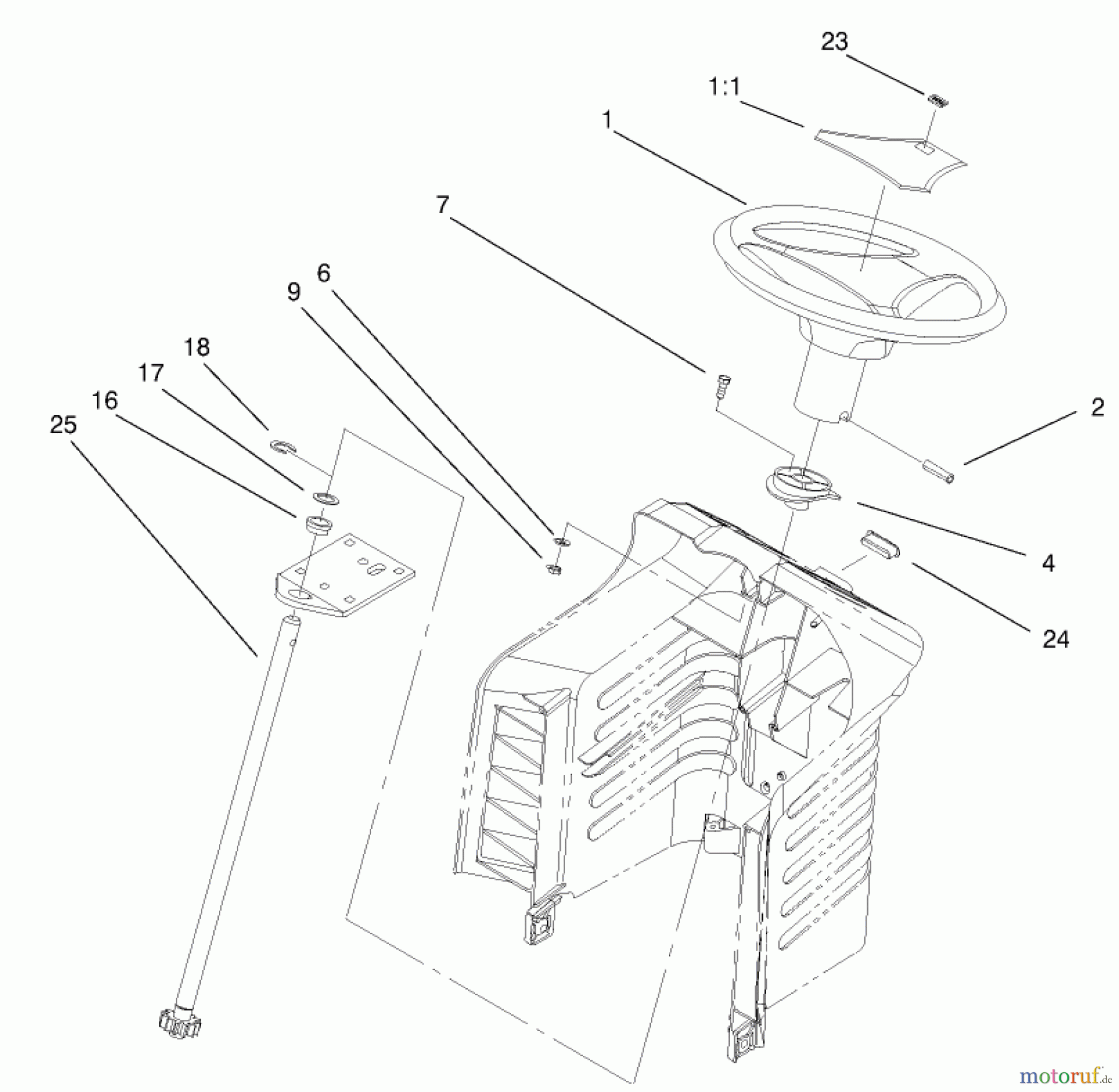Toro Neu Mowers, Lawn & Garden Tractor Seite 1 77106 (17-44H) - Toro 17-44H Lawn Tractor, 2000 (200000001-200999999) STEERING ASSEMBLY