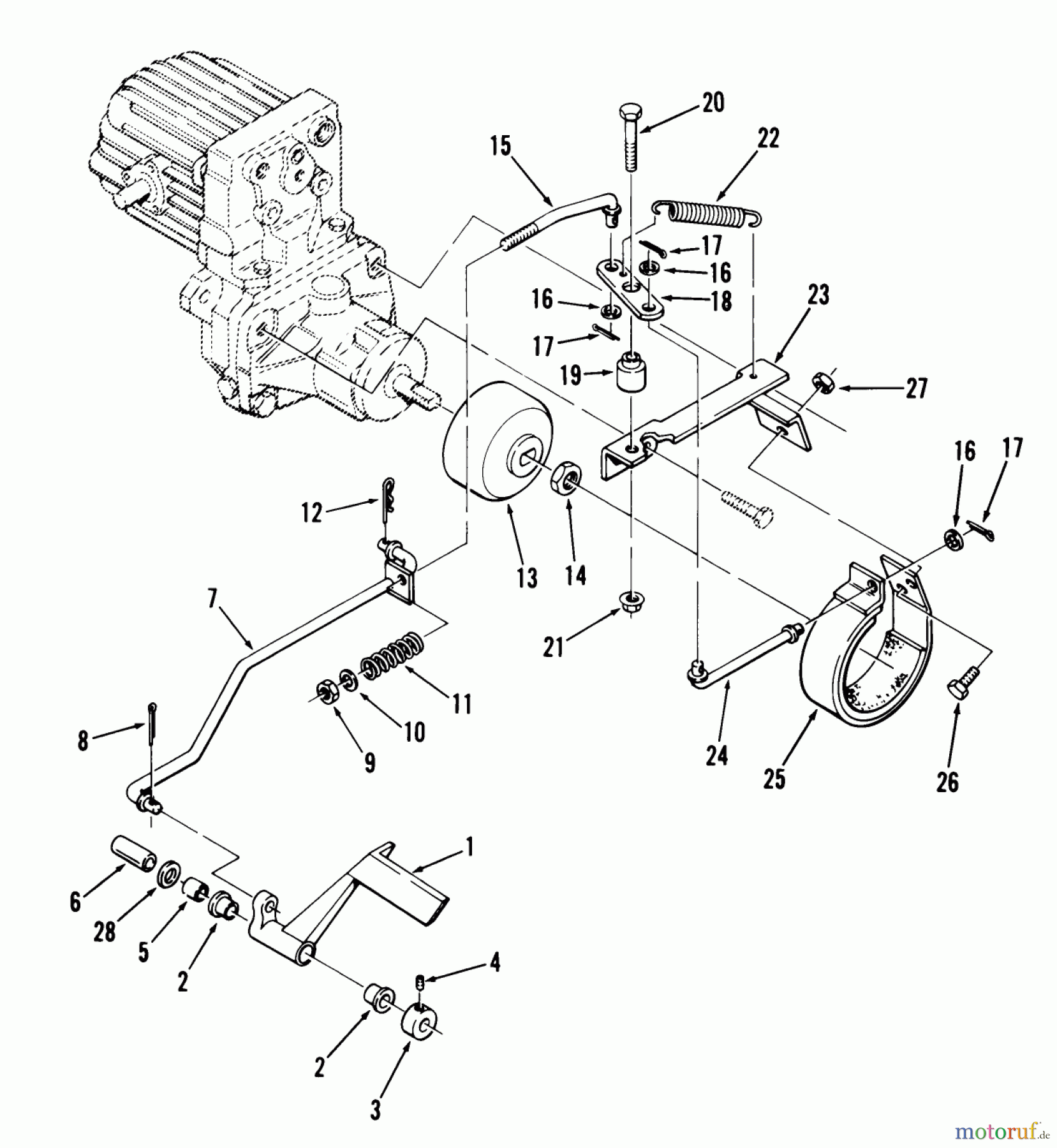 Toro Neu Mowers, Lawn & Garden Tractor Seite 1 81-12KS01 (C-121) - Toro C-121 Automatic Tractor, 1978 CLUTCH, BRAKE AND SPEED CONTROL LINKAGE #3