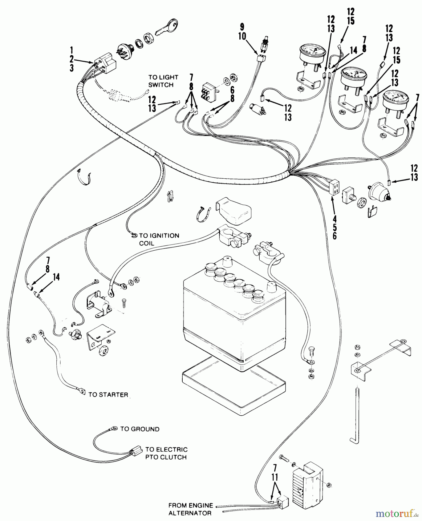 Toro Neu Mowers, Lawn & Garden Tractor Seite 2 81-20KS01 (D-200) - Toro D-200 Automatic Tractor, 1978 WIRING HARNESS COMPONENT PARTS